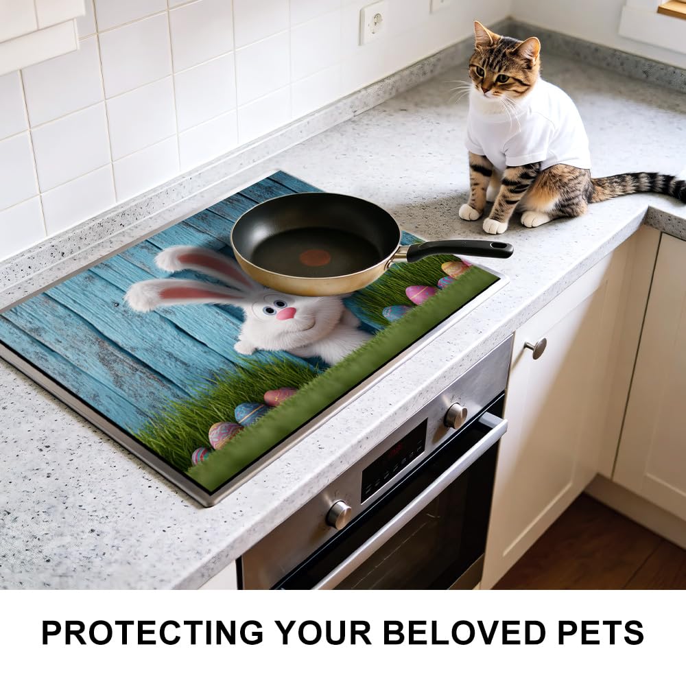 Stove Mat 28.35 x 20.47 Inch Christmas Fireplace and Tree Design Cozy Living Room Holiday Scene Decorative Kitchen Countertop Cover Reusable Flexible Mat for Gas Range Electric Stove Home Winter Décor