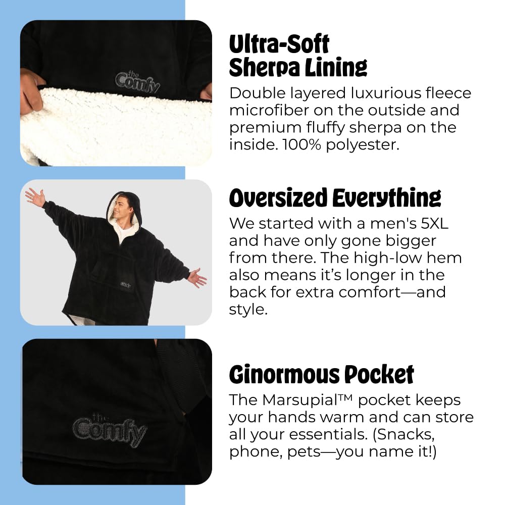 THE COMFY Original | From Shark Tank | Patented | Oversized Sherpa Wearable Blanket Hoodie| Gift for Women & Men | One Size