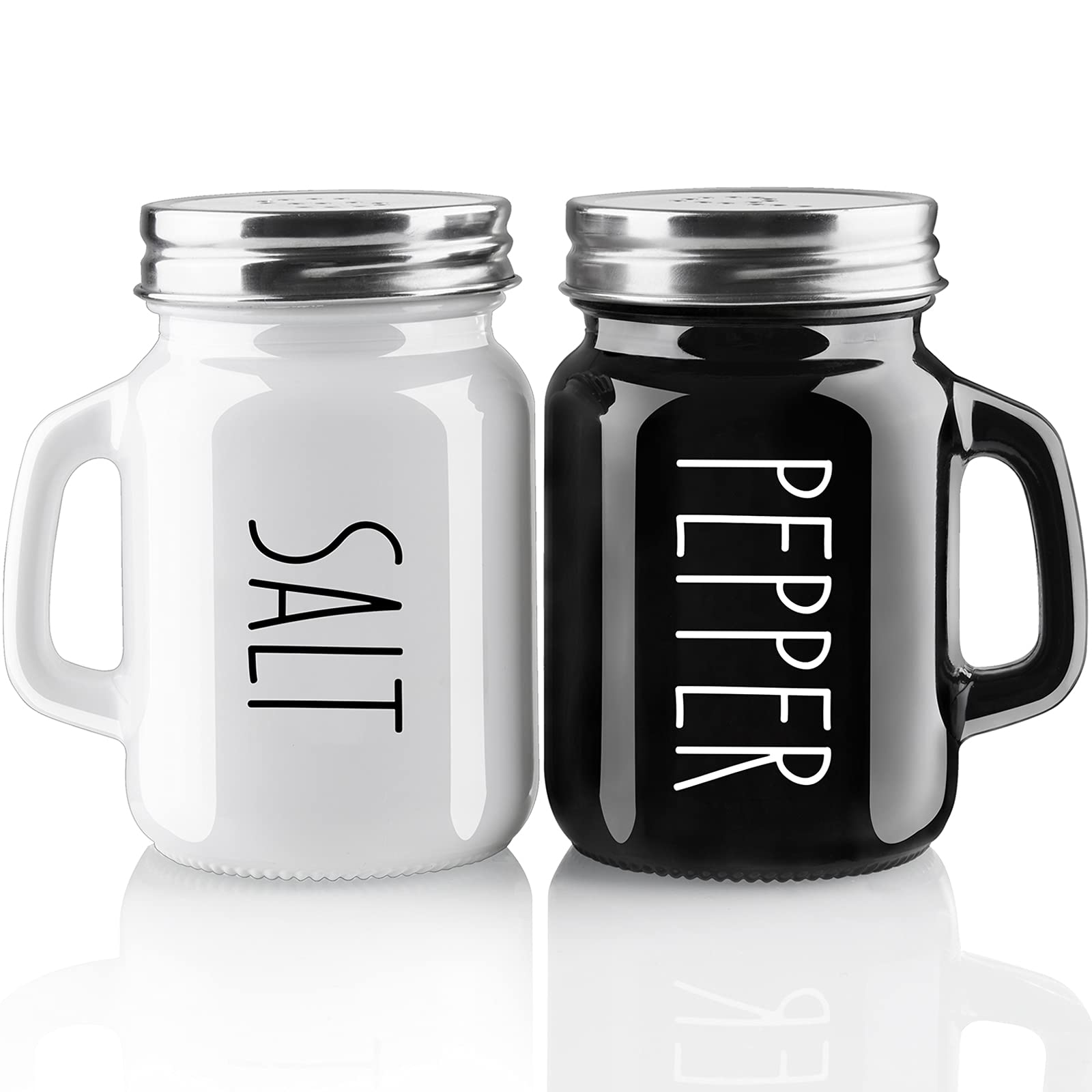 Red Salt and Pepper Shakers Set, ZOSUJO 4 oz Cute Modern Glass Christmas Red Shaker Sets with Stainless Steel Lids, Red Kitchen Decor and Accessories for Home Restaurants Weddings