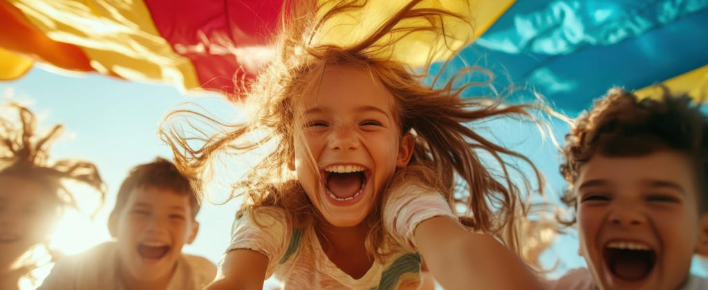 GSi Kids Play Parachute Rainbow Parachute Toy Tent Game for Children Gymnastics Cooperative Play and Outdoor Playground Activities (12 Feet)