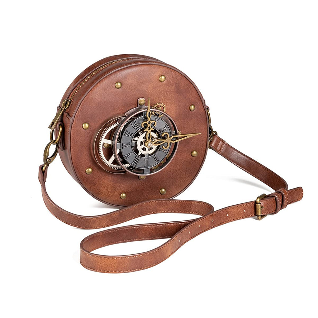 Messenger Bag Leather Retro Briefcase Steampunk Crossbody Shoulder Purse Satchel for Women Lolita Gothic Costume Accessory