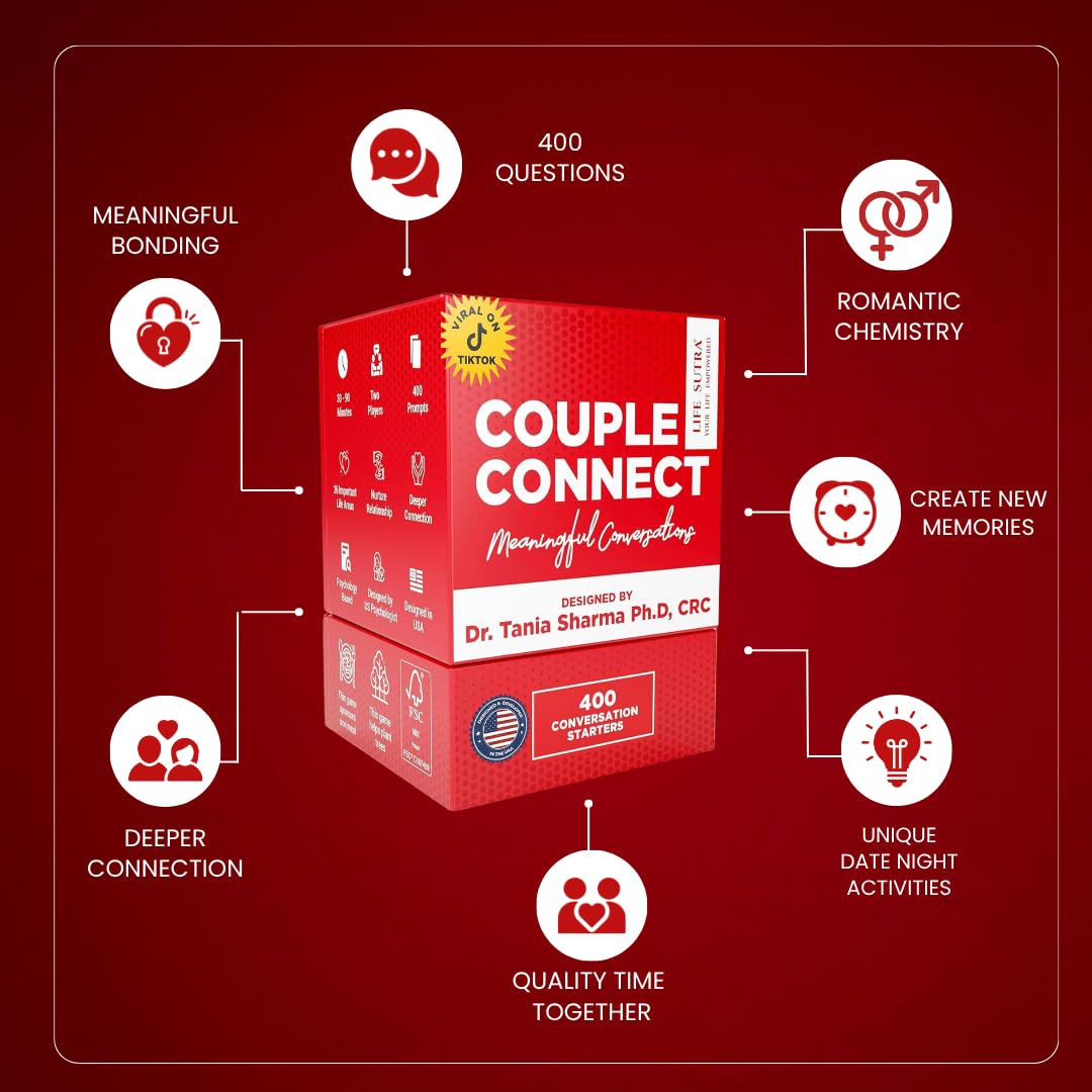 Life Sutra Couple Reconnect 3 in 1 Game - 200 Classsic Conversation Cards, 100 Scratch Off Date Adventures and Endless Date Nights Combinations with The Couples Dice Game. Ideal Valentine's Gift