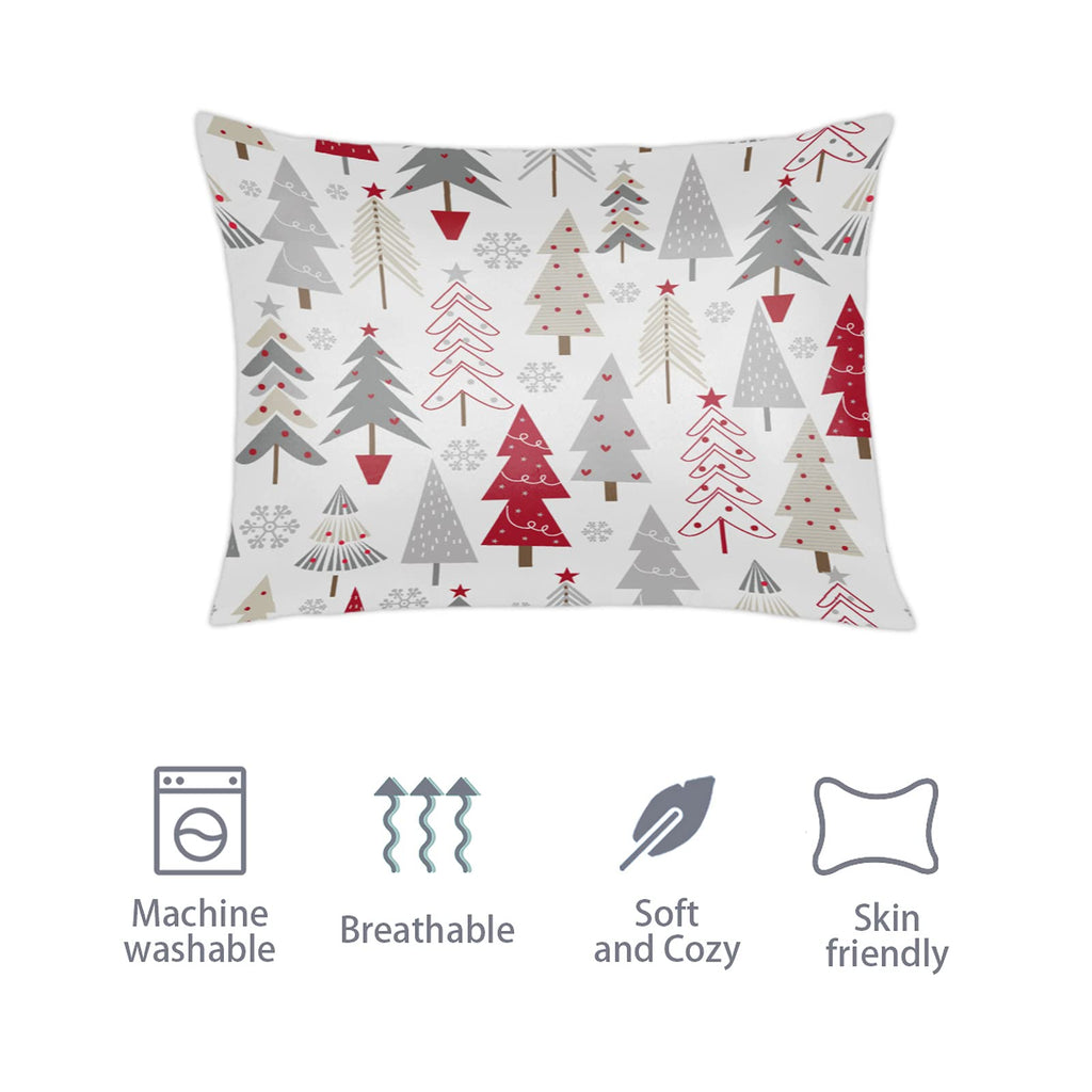 Christmas Light Trees Satin Pillow Case for Hair and Skin Satin Pillowcase Without Zipper Pillowcase, Standard Size Slip Silk Pillow Cases 20"x26" Silk Pillowcases for Bedroom Sofa Home Decor