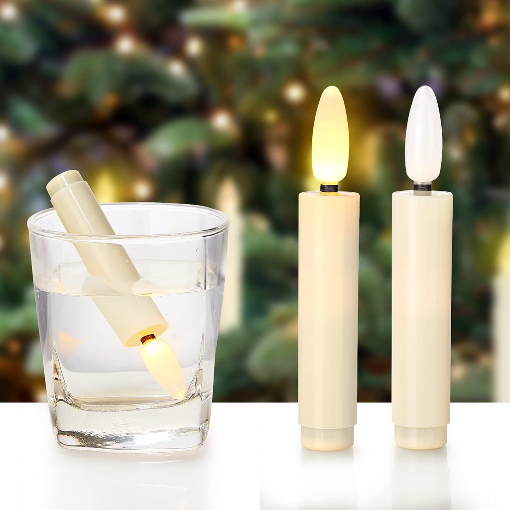 FPOO Christmas Decorations Indoor, 3 PCS Waxy Christmas Tree Candles with Remote Timer, Battery LED Candlesticks for Window, Table Centerpiece, Xmas Decor, Gift (7.5 inches)