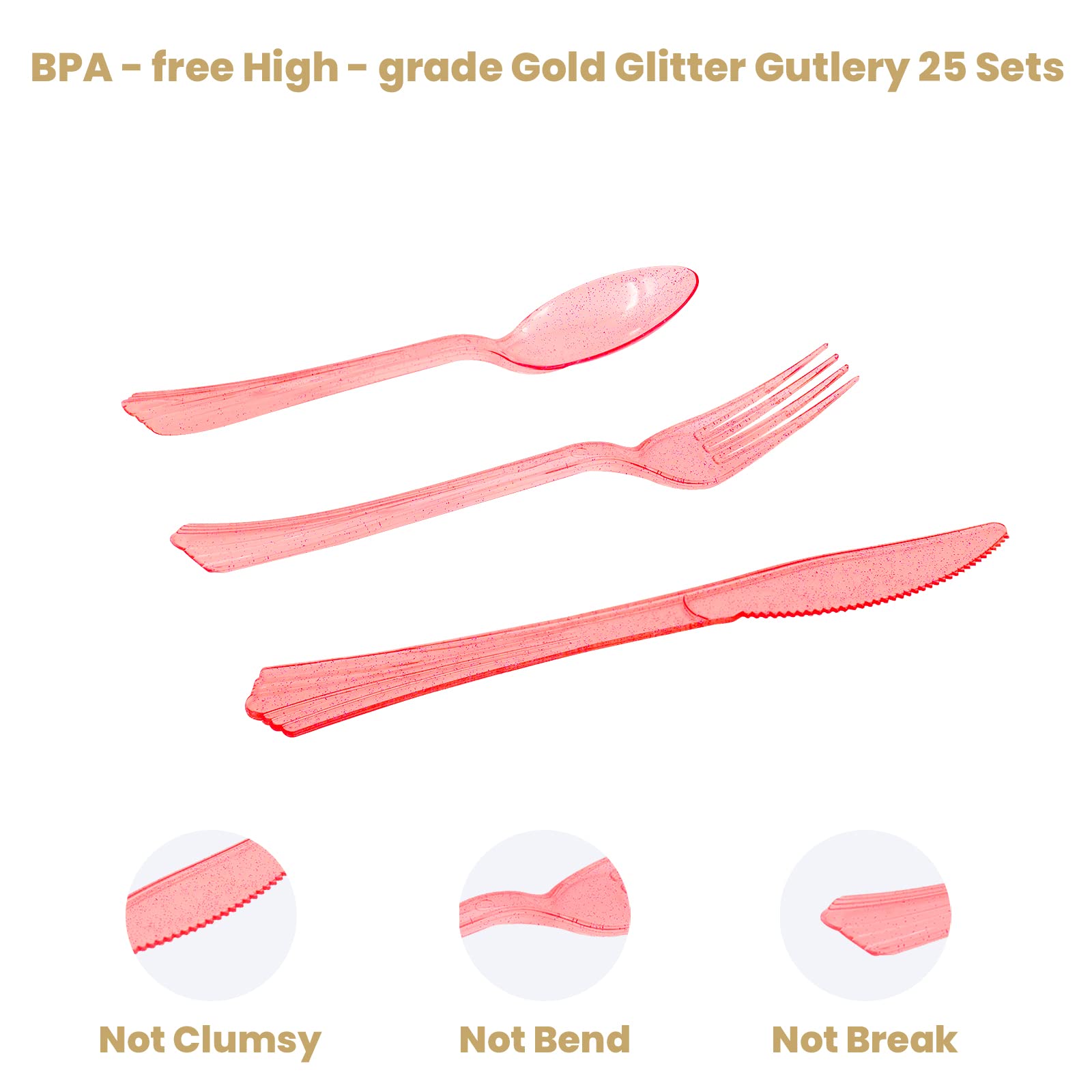 AIRE 175PCS White and Gold Party Supplies, Heavy Duty Disposable Dinnerware Set Serves 25, Paper Plates Plastic Forks Knives Spoons for Birthday,Graduation, Bridal Shower Decoration