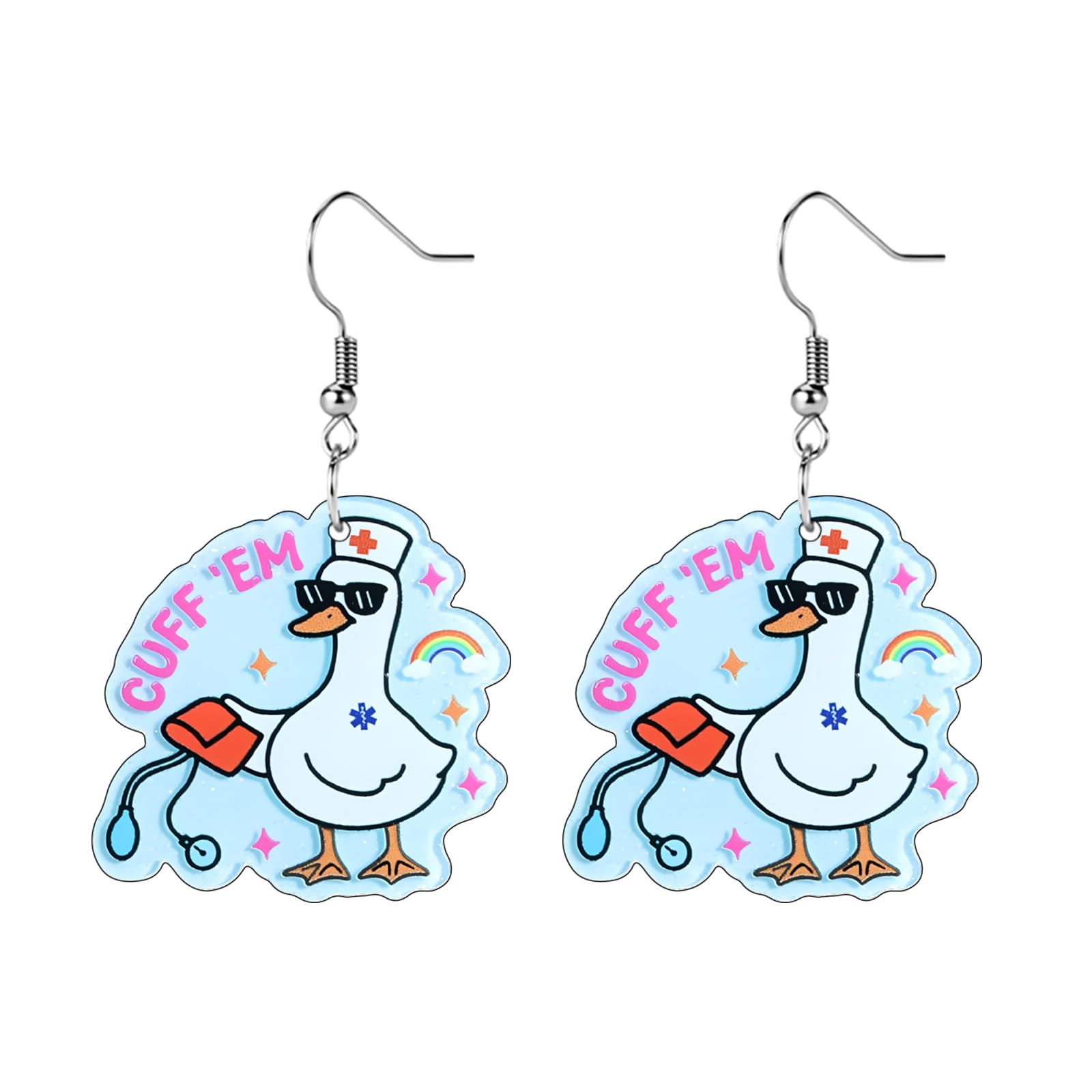 Funny Dog Sunflower Paw Print Earrings for Women - Unique & Quirky Funky Acrylic Dangle Earrings, Cute & Silly Novelty Design, Wacky & Crazy Earrings for Fun Lovers