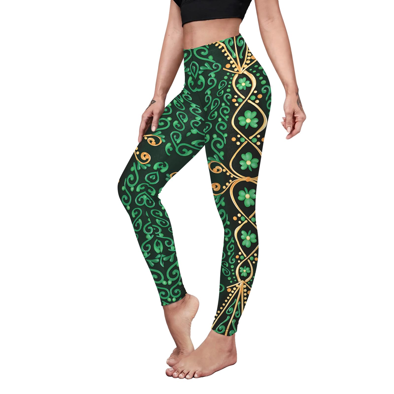 color cosplayer St. Patrick's Day Leggings Shamrock Stretchy Tights Yoga Pants for Women