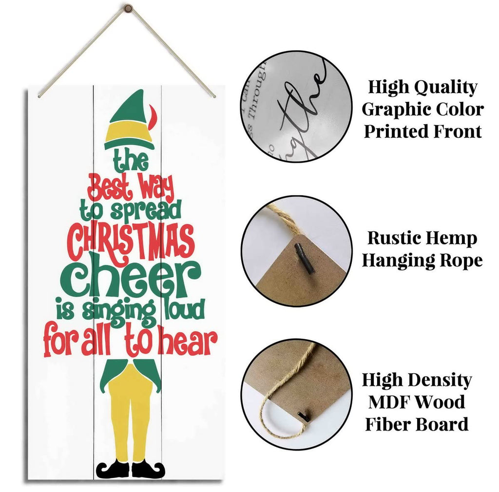 Christmas Door Sign Decor, Not a Creature was Stirring, not Even a Mouse, Winter Seasonal Christmas Wall Art Hanging Wooden Sign Merry Xmas Holiday Decorations for Home Outside Indoor