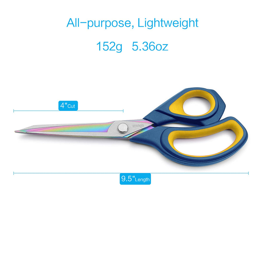 LIVINGO Premium Tailor Scissors Heavy Duty Multi-Purpose Titanium Coating Forged Stainless Steel Sewing Fabric Leather Dressmaking Comfort Grip Shears Professional Crafting (9.5 INCH)