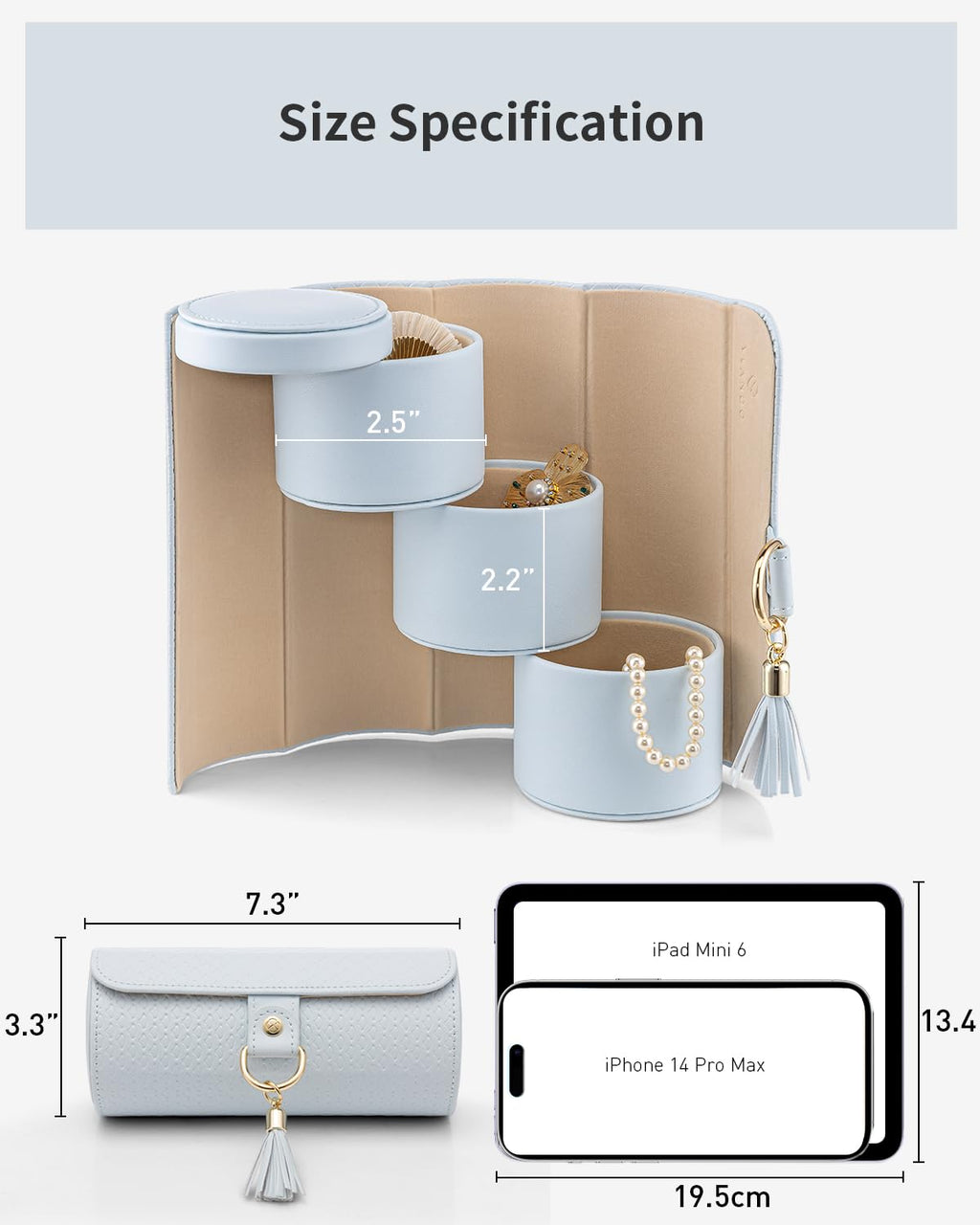 VLANDO Gifts 2026 for Women, Girl - Travel Jewelry Oragnizer, 3-Layer Jewelry Storage Box, Travel Essential Accessories for Women, Birthday Gifts for Couples Mom Friends - Grey