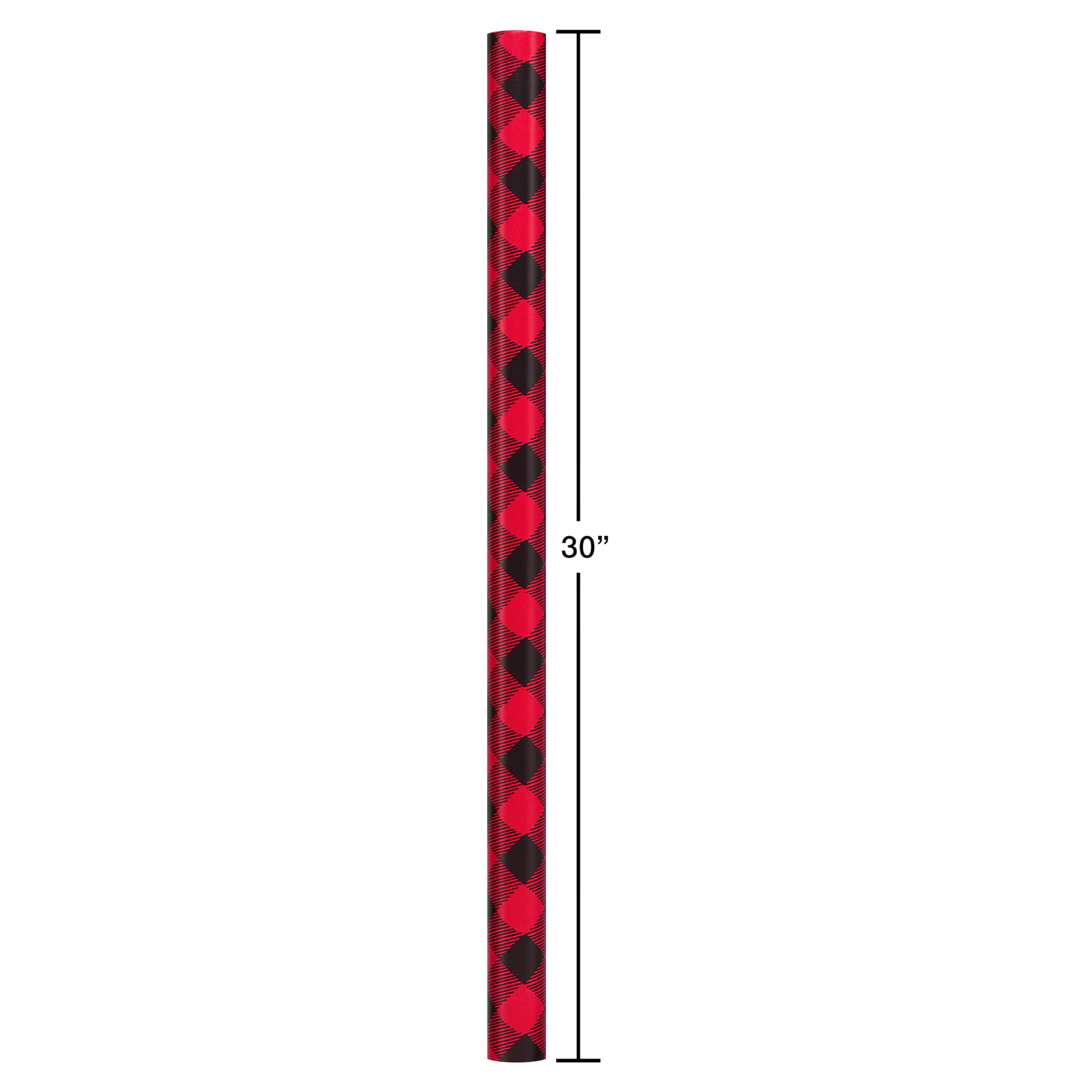 American Greetings Christmas Wrapping Paper, Red and Black Buffalo Plaid Holiday Gift Wrap Set (120 sq.ft., 4 rolls-30 in. x 12 ft., 7 Adhesive Bows, 30 Gift Tag Stickers) Rustic, Snowflakes, Reindeer