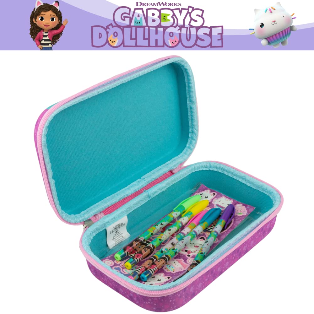 Innovative Designs Barbie Pencil Case Set with Stickers and Gel Pens for Kids, Molded with Zip Closure, Pink