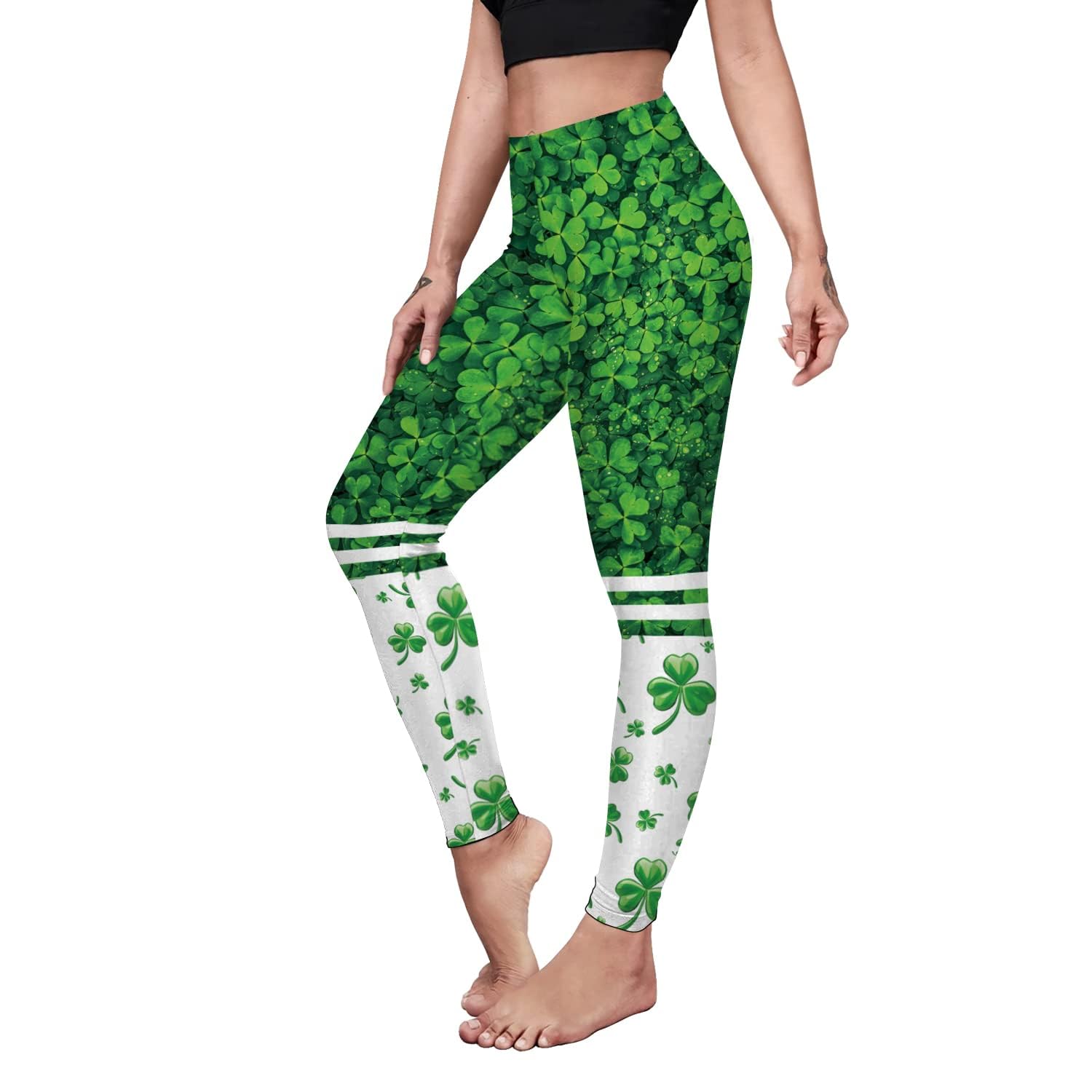 color cosplayer St. Patrick's Day Leggings Shamrock Stretchy Tights Yoga Pants for Women