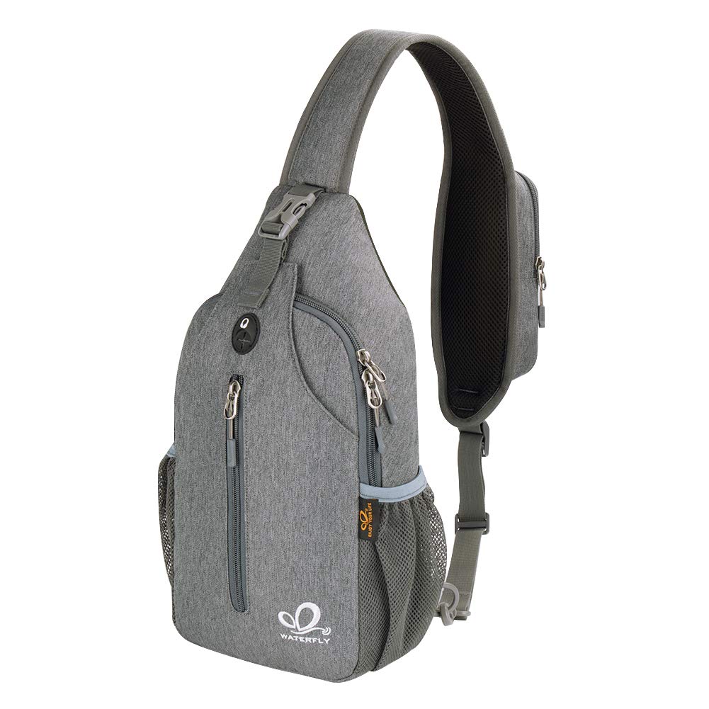 WATERFLY Crossbody Sling Backpack Sling Bag Travel Hiking Chest Bag Daypack (Black)