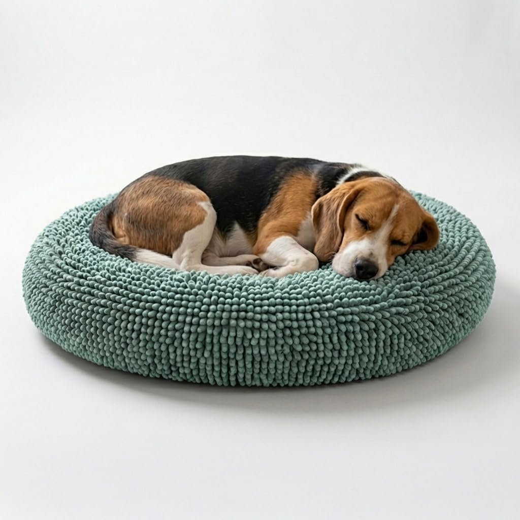 Muddy Mat® Cloud K-9 Bed for Dogs & Cats, Soft & Relaxing Donut Dog Bed, Chenille Material, Removable Cover, Washable & Dryer Safe–Black Small(25'x25')