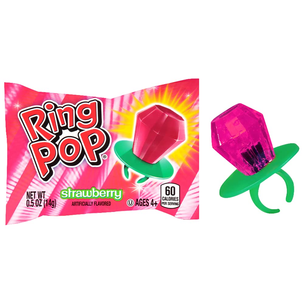 Ring Pop Lollipops - Bulk Candy Individually Wrapped Suckers Variety Party Pack- 50 Count w/Assorted Flavors - Hard Candy for Party Favors, Kids & Goodie Bags, 25 Ounce