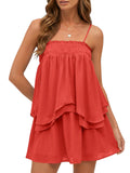 Wenrine Womens Summer Two Piece Skirt Sets Casual Smocked Cami Tops Mini Skirts Ruffle Tiered Flowy Vacation Set