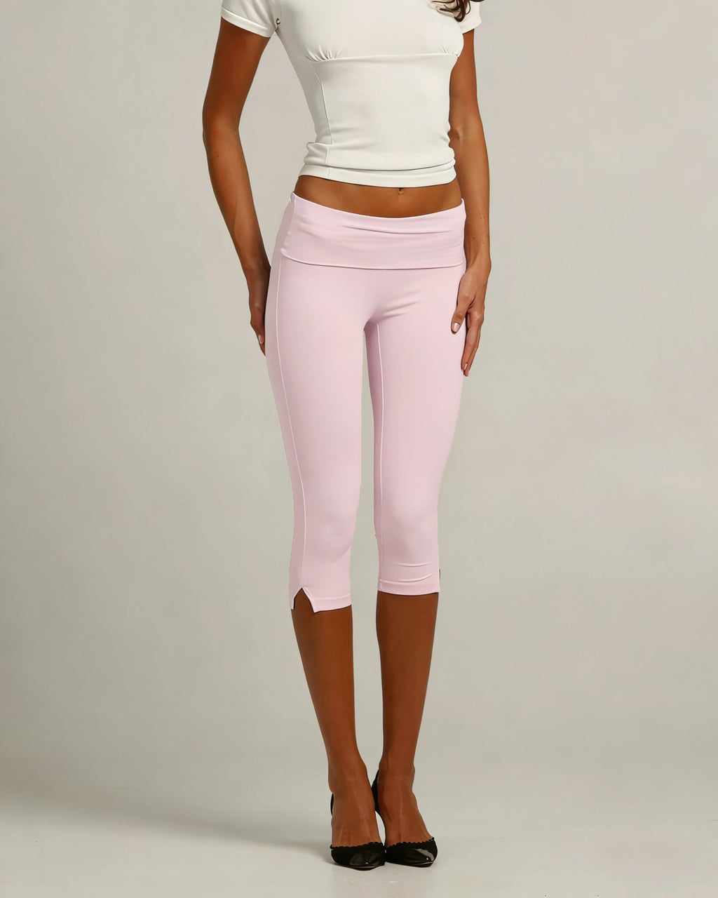 Women Y2k Low Rise Capris Button Grommet Foldover Capri Leggings Split Skinny Cropped Pants Going Out Capris Yoga Pants