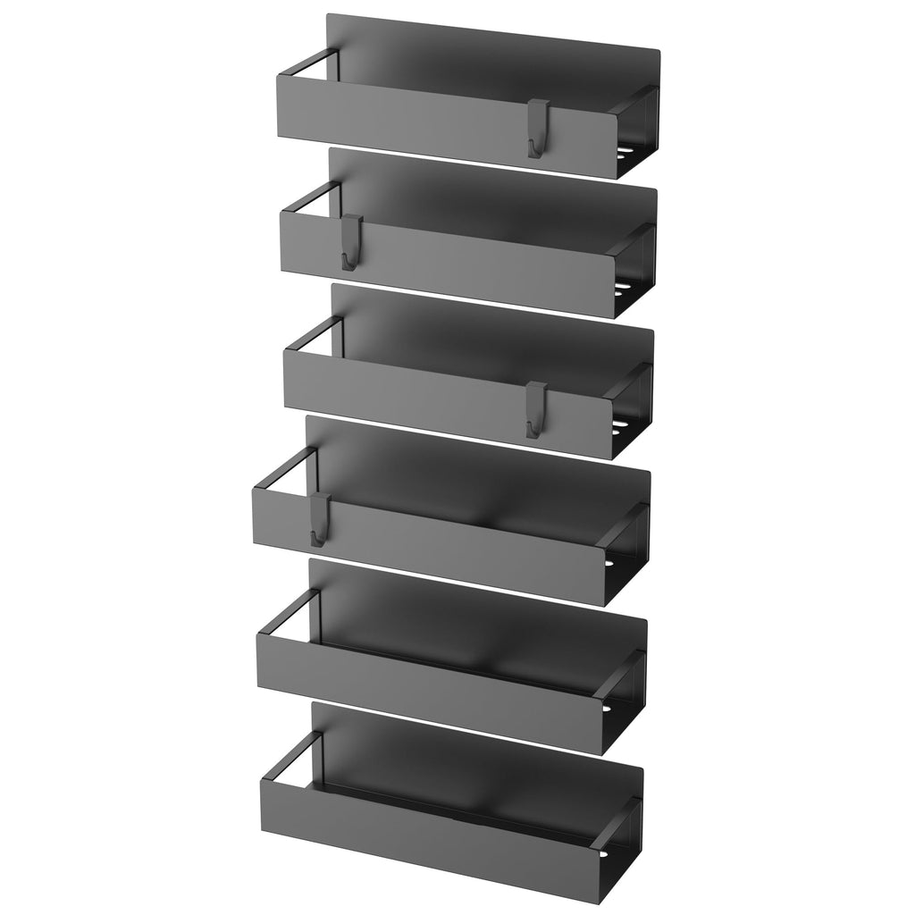 HuggieGems Metal 4 Pack Magnetic Spice Storage Rack Organizer for Refrigerator and Oven, Black Fridge Organizers and Storage, Metal