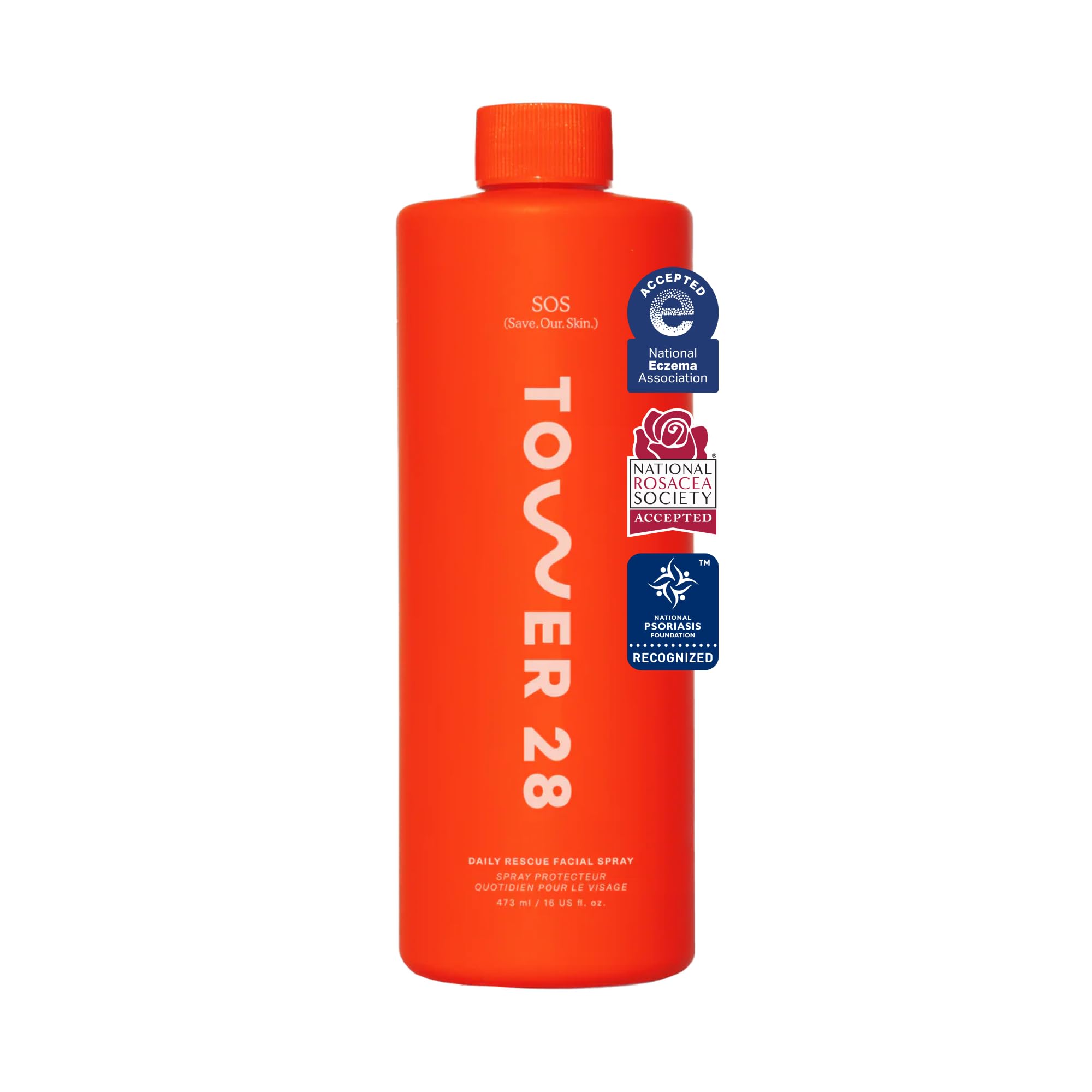 Tower 28 SOS Daily Rescue Facial Spray - Hypochlorous Acid Spray to Help Reduce Redness, Calm Irritation + Alleviate Flare-Ups - Purifying Travel Size Face Toner - Everyday Skin Care Essential (1 oz)