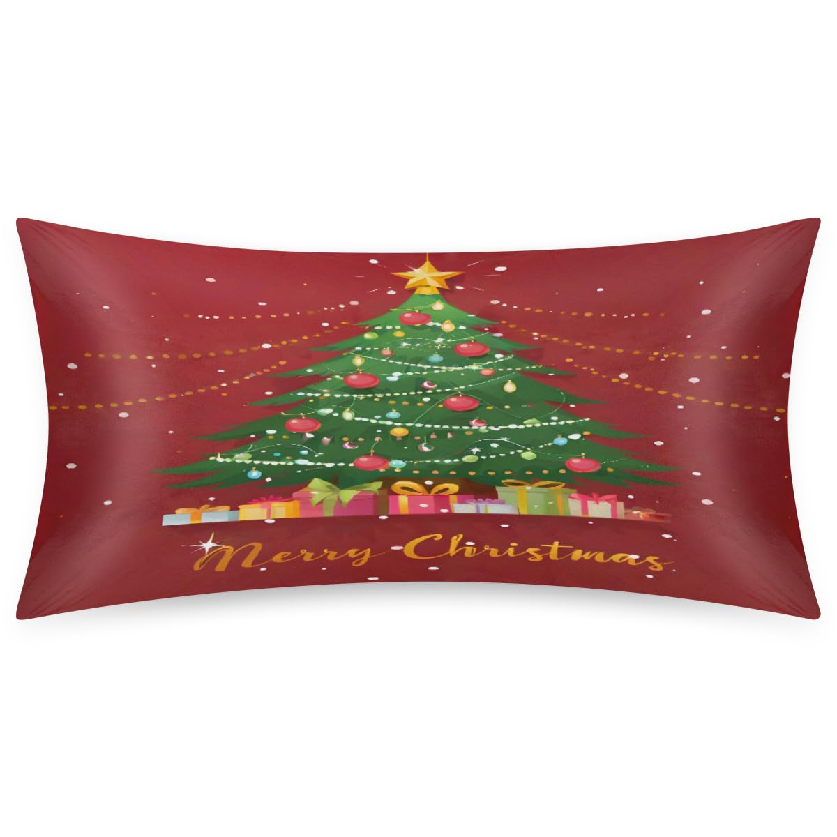 Christmas Light Trees Satin Pillow Case for Hair and Skin Satin Pillowcase Without Zipper Pillowcase, Standard Size Slip Silk Pillow Cases 20"x26" Silk Pillowcases for Bedroom Sofa Home Decor