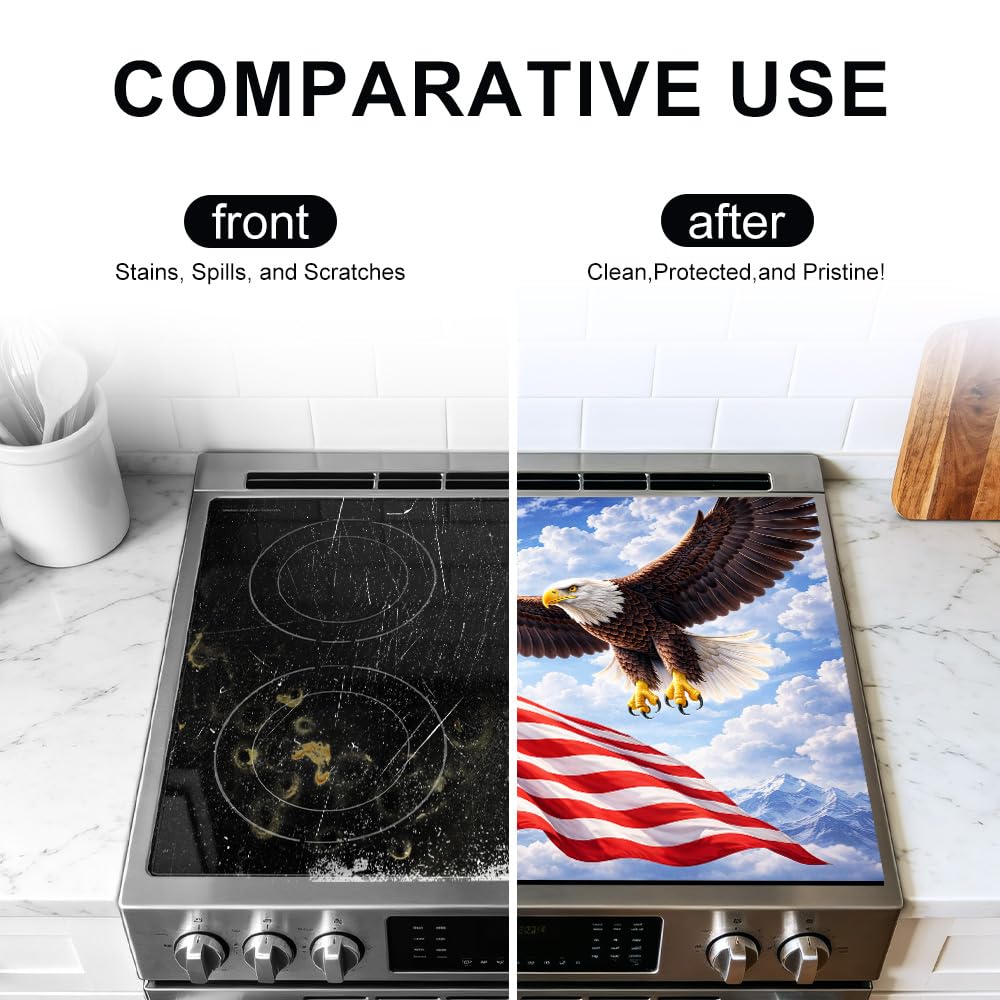 Stove Mat 28.35 x 20.47 Inch Christmas Fireplace and Tree Design Cozy Living Room Holiday Scene Decorative Kitchen Countertop Cover Reusable Flexible Mat for Gas Range Electric Stove Home Winter Décor
