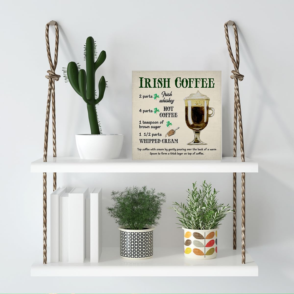 Dumyum St. Patrick's Day Decorative Sign, Wooden, 5 Inches x 5 Inches, Green, Rustic, Tabletop or Wall Mount