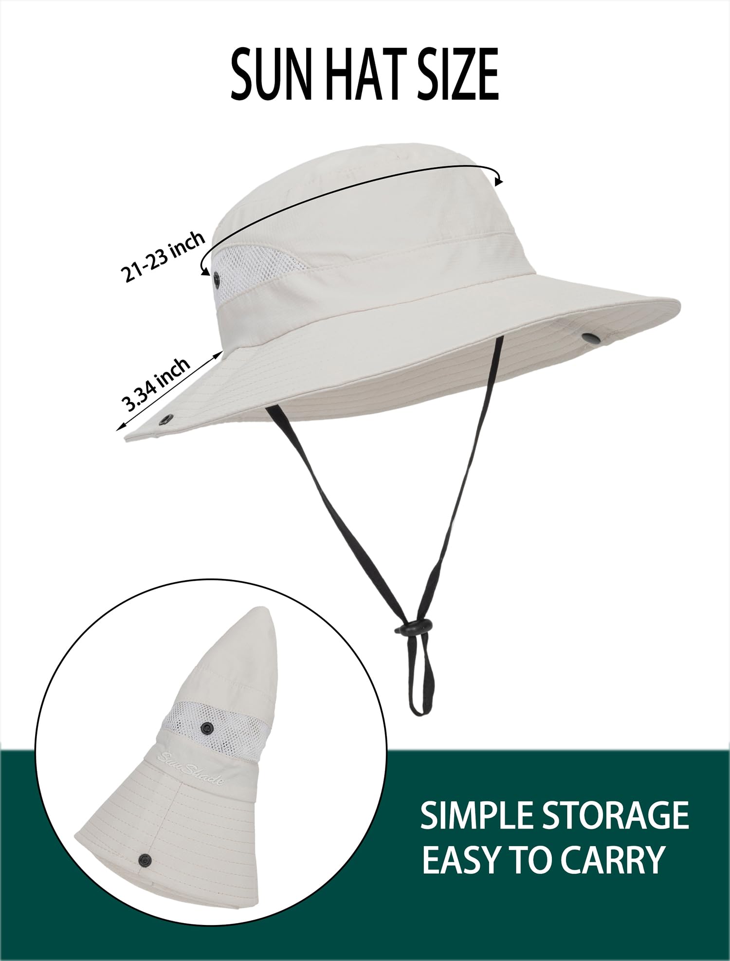 Womens Summer Sun Hat Beach Hat Wide Brim Outdoor UV Protection Hat Packable Mesh Bucket Hat with Ponytail Hole