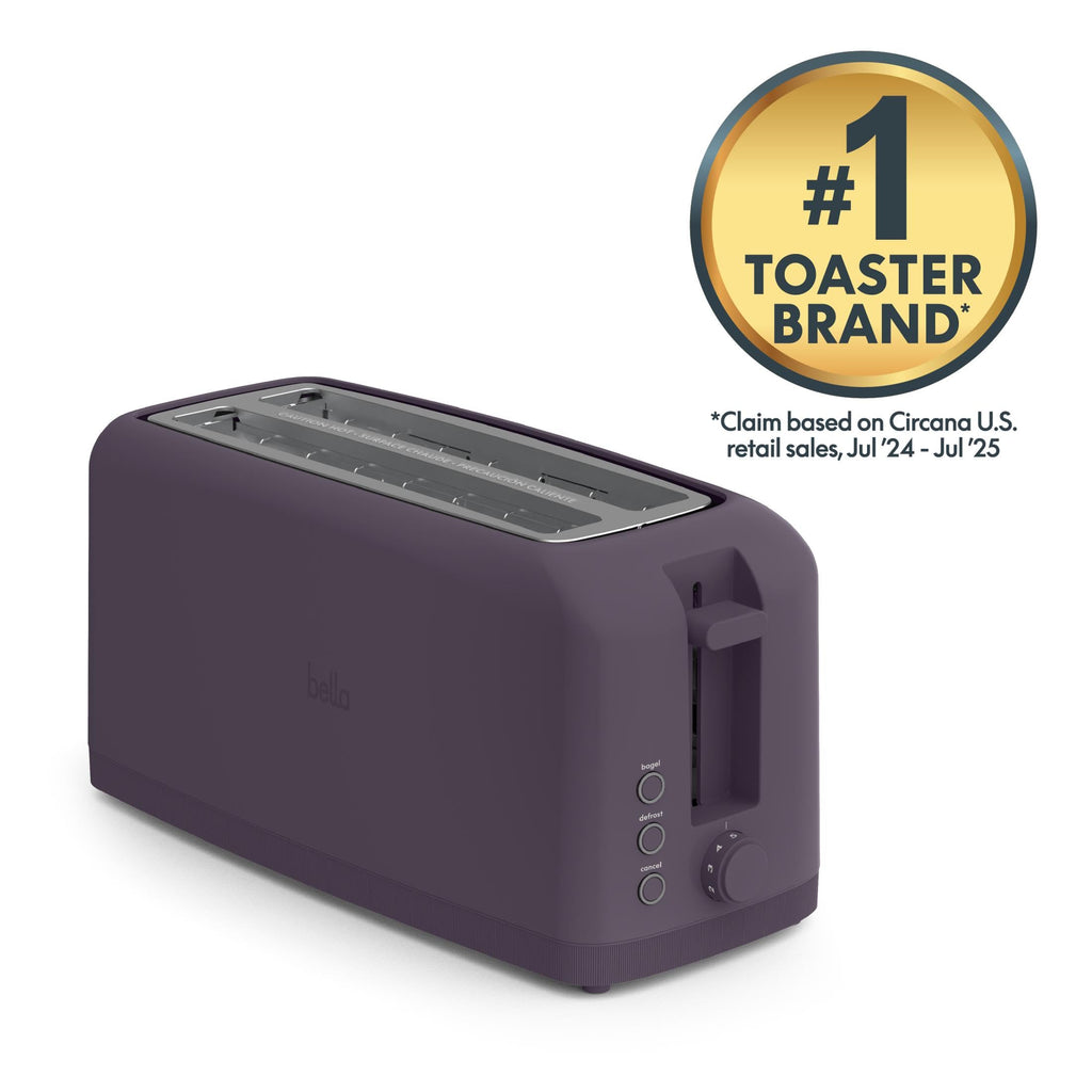 bella 2 Slice Slim Toaster, Fits-anywhere™ Kitchenware, 6 Setting Shade Control with Reheat & Cancel Buttons, Fits Sourdough, 10” Long Slot, Anti Jam & Auto Shutoff, 900 Watt, Surf