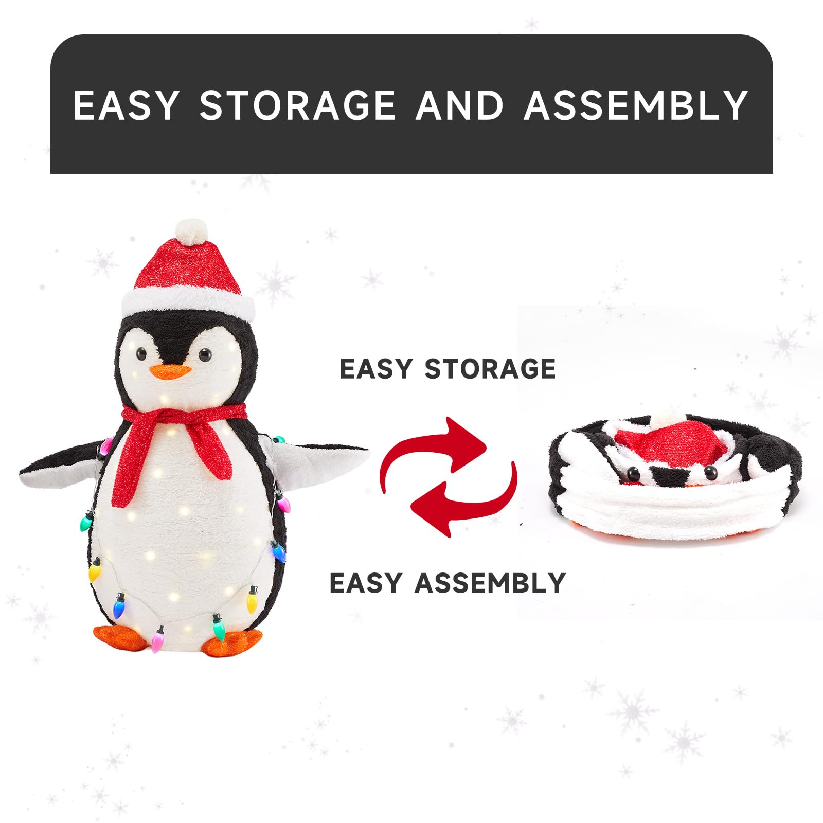 DUMOS 2-Piece Lighted Penguin Family Lovely Outdoor Christmas Decoration, Pop up Holiday Decor with 150 LED Lights for Yard, Garden, Storefront, White&Blue