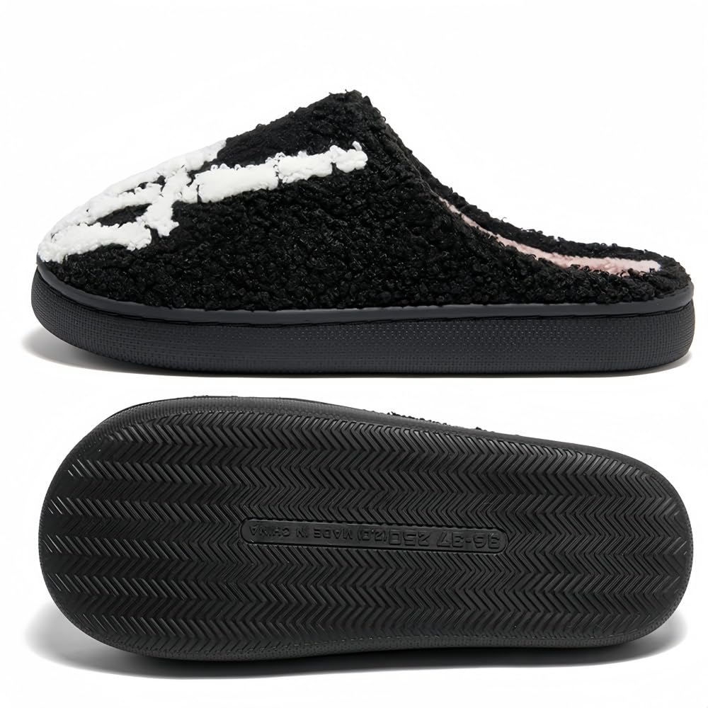 Halloween Slippers for Women Retro Soft Cozy Comfy Plush Lightweight Slip-on Indoor Outdoor Anti-Skid Sole Christmas House Shoes