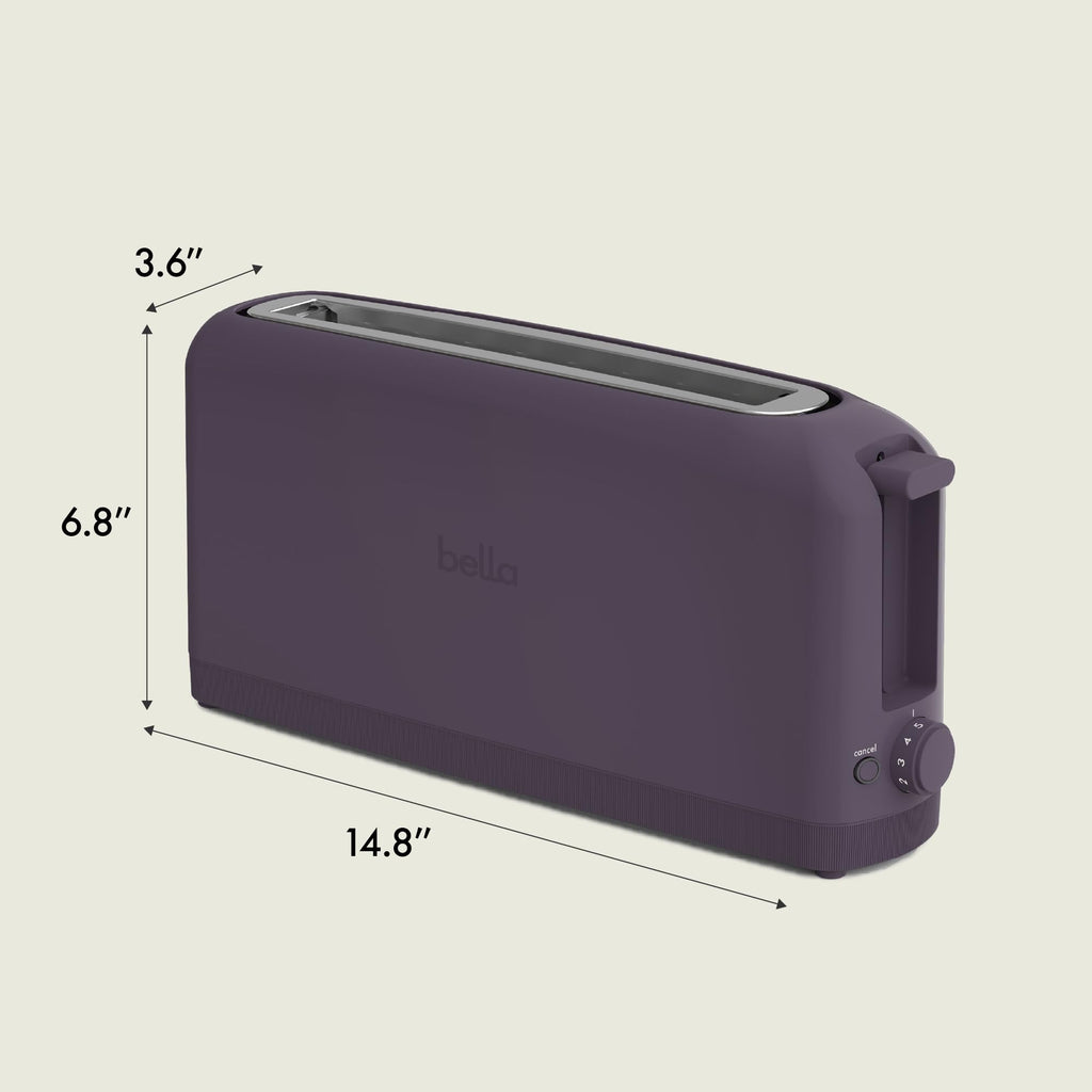 bella 2 Slice Slim Toaster, Fits-anywhere™ Kitchenware, 6 Setting Shade Control with Reheat & Cancel Buttons, Fits Sourdough, 10” Long Slot, Anti Jam & Auto Shutoff, 900 Watt, Surf