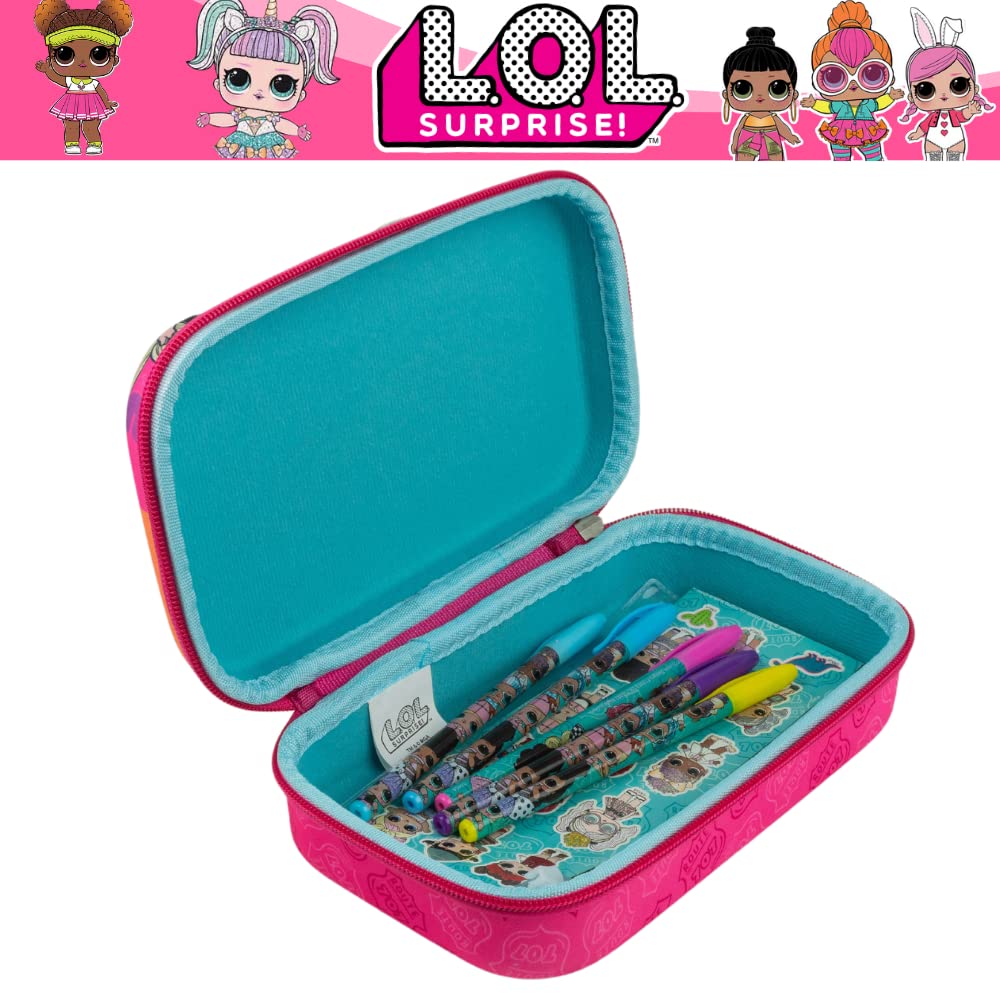 Innovative Designs Barbie Pencil Case Set with Stickers and Gel Pens for Kids, Molded with Zip Closure, Pink