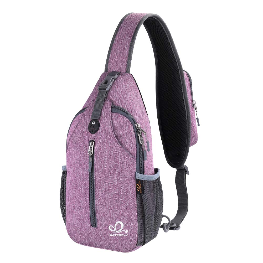 WATERFLY Crossbody Sling Backpack Sling Bag Travel Hiking Chest Bag Daypack (Black)