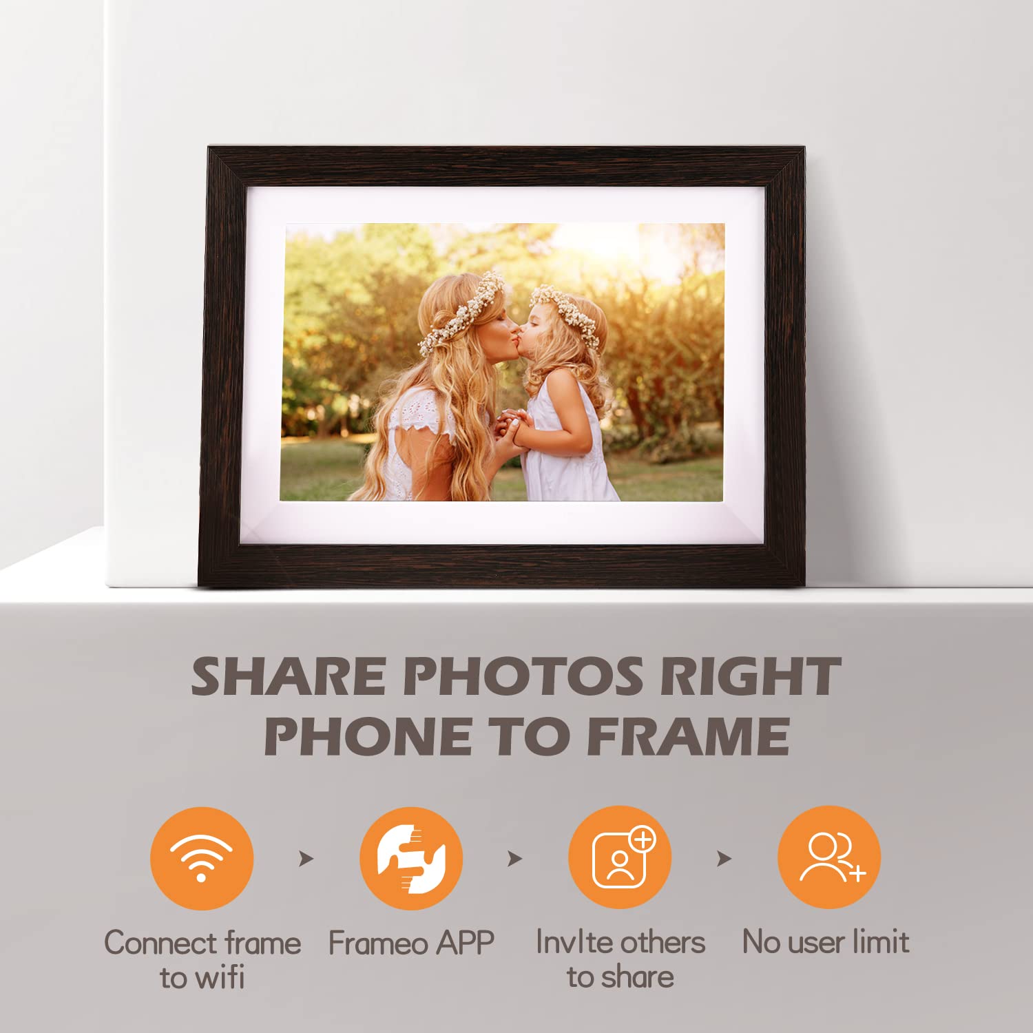 Frameo Digital Picture Frame, 10.1 Inch Smart WiFi Photo Frame with 1280x800 HD IPS Touch Screen, Auto-Rotate, Wall Mountable, Share Photos/Videos Instantly via App from Anywhere