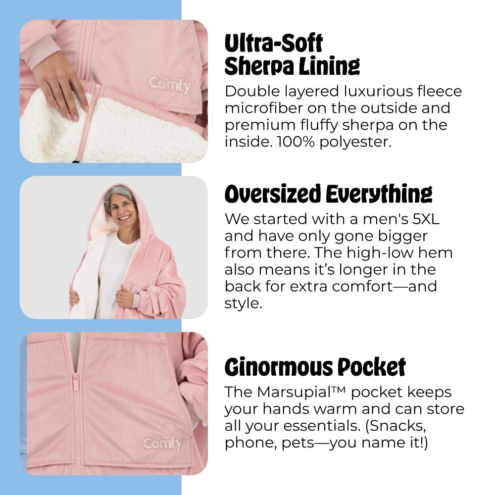 THE COMFY Original | From Shark Tank | Patented | Oversized Sherpa Wearable Blanket Hoodie| Gift for Women & Men | One Size