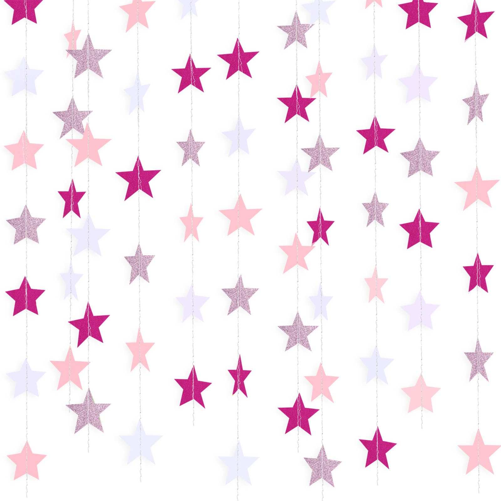Patelai Glitter Star Garland Banner 2026 Graduation Decor 130 Feet Star Hanging Banner Twinkle Backdrop for Party Birthday Classroom Wedding Supplies(Gold)