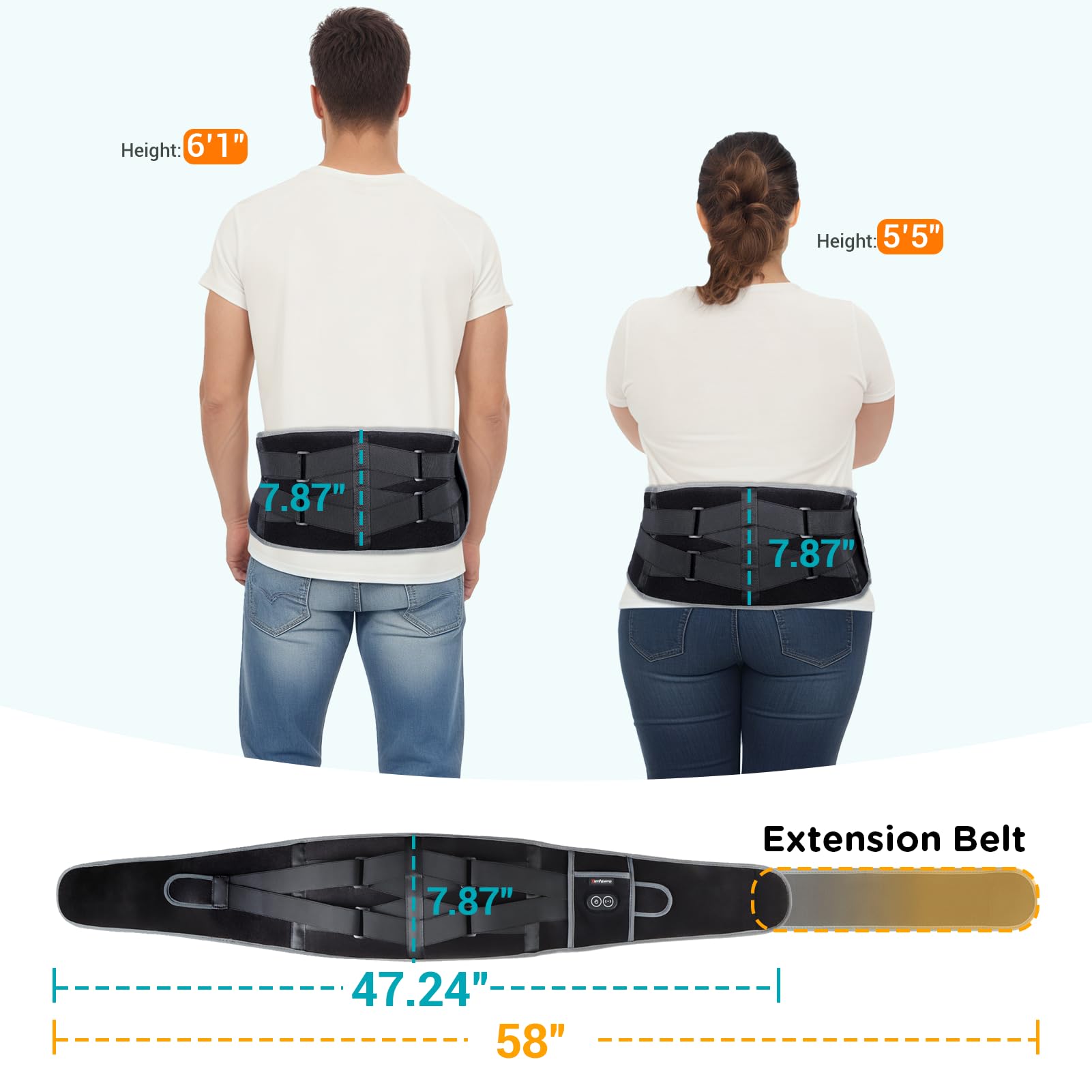 Comfytemp Cordless Heating Pad with Massager for Back, Fathers Day Dad Gifts for Men, FSA Eligible HSA Portable Lower Back Massager Rechargeable Wireless Electric, Women Mom Seniors 3 Heat 30mins Off