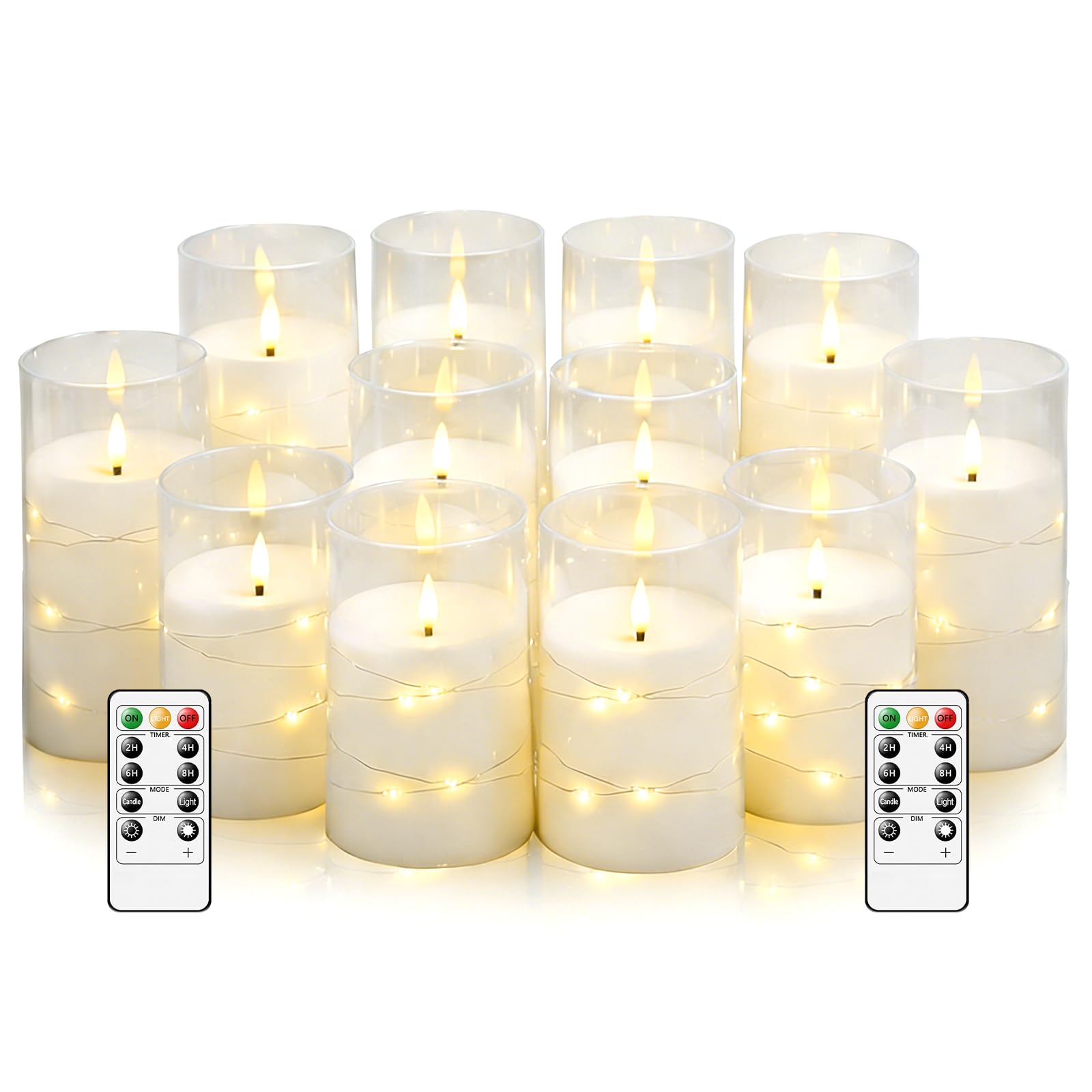 kakoya Flameless LED Candles with Timer 5 Pc Flickering Flameless Candles for Romantic Ambiance and Home Decoration Stable Acrylic Shell,with Embedded Star String，Battery Operated Candles（Red）