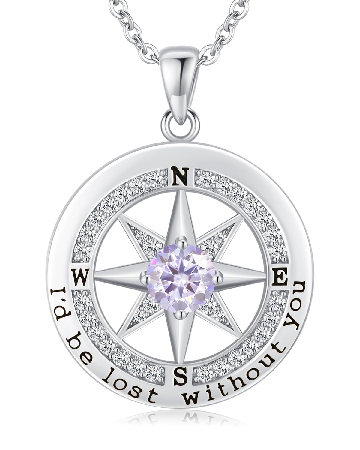 S925 Necklace Gift for Wife |Compass Jewelry |Women Anniversary |Sterling Silver |Girlfriend Birthday Gifts for Her Valentines |I'd be Lost without You |Jewel 18K Gold