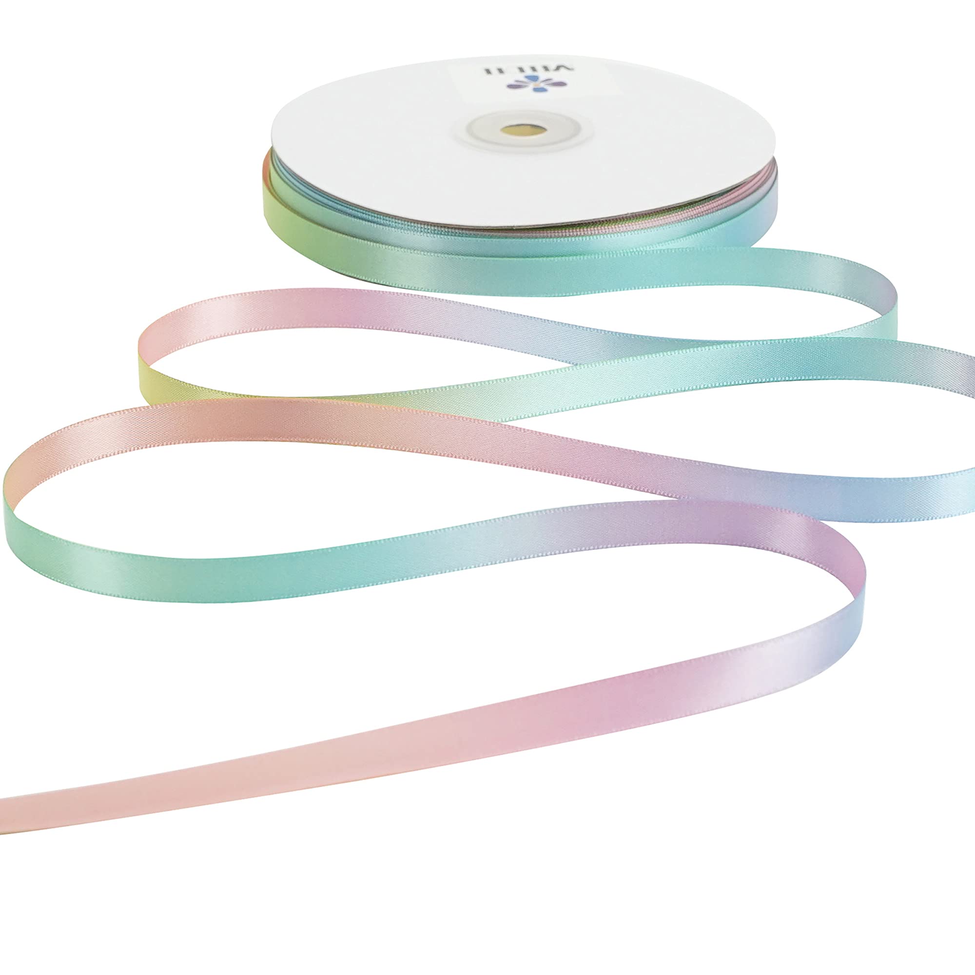 MEEDEE 3/8 Inch Satin Ribbon Set – 10 Rolls Rainbow Double Face Ribbon for Gift Wrapping, 5 Yards Each (Total 50 Yards), Decorative Ribbon for Presents & Party Favors