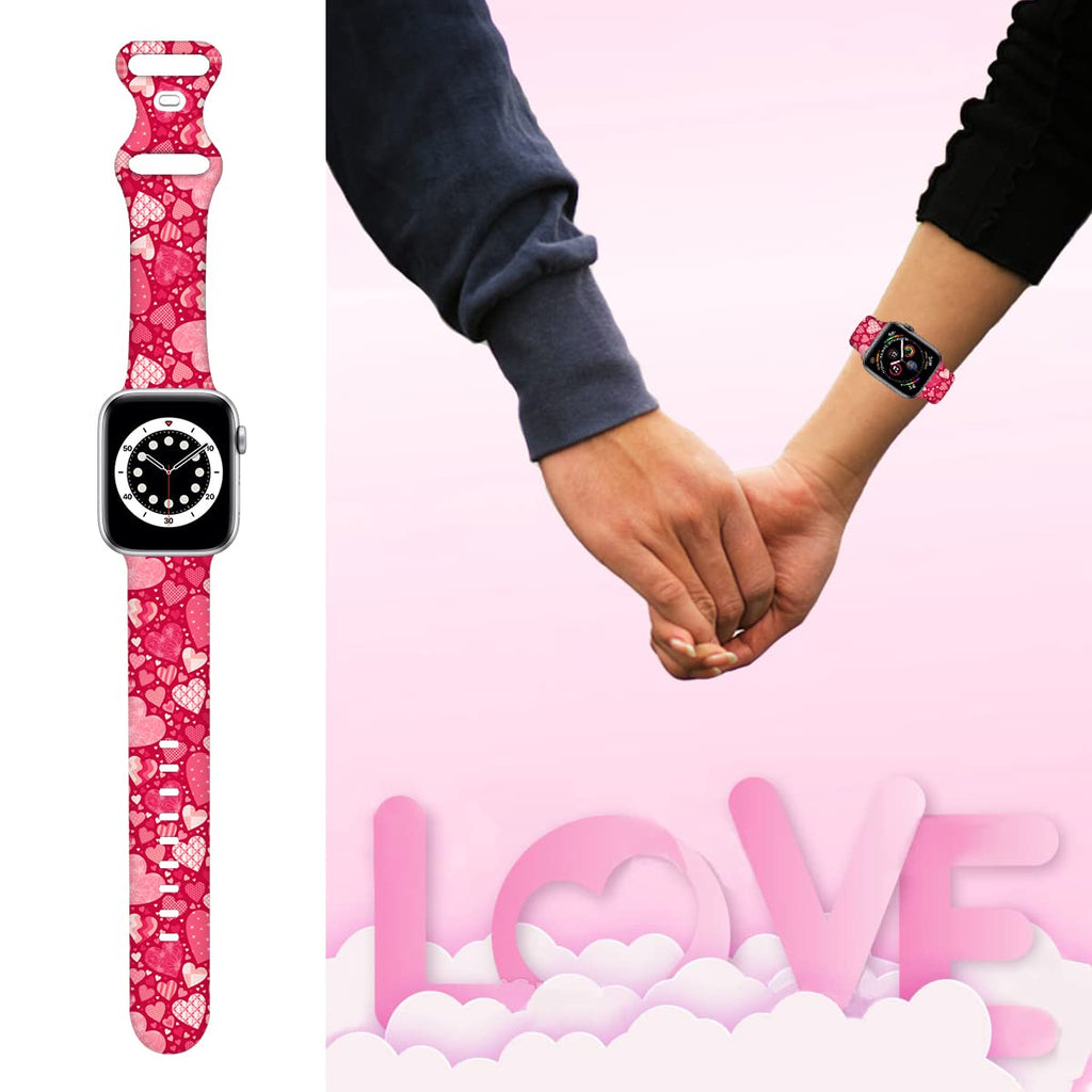 Holiday Watch Bands Compatible Watch 38mm 40mm 41mm 42mm for Women Men, Adjustable Soft Silicone Replacement Smartwatch Wristband for SE Series 8/7/6/5/4/3/2/1