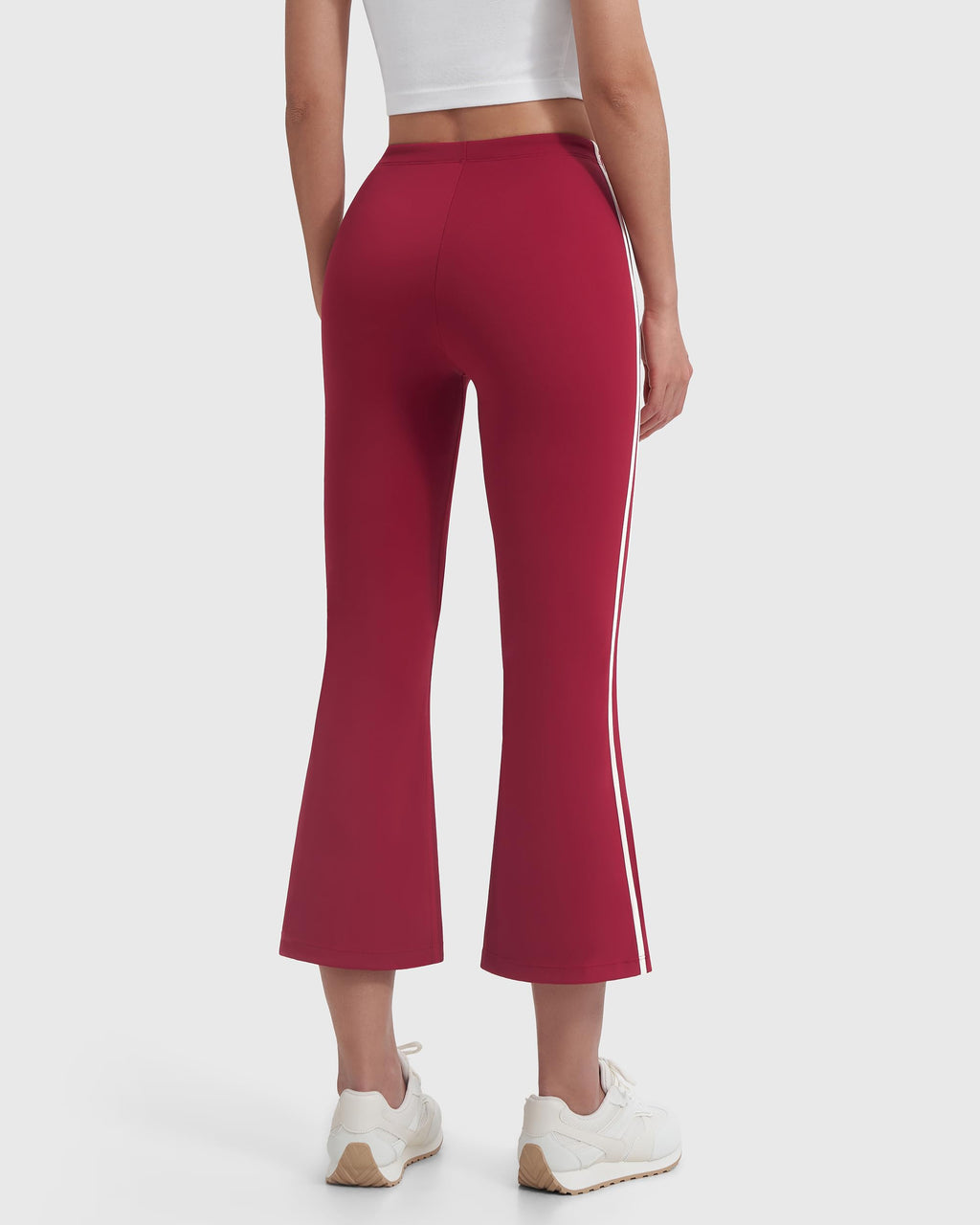 MOOSLOVER Women Flare Capri Yoga Pants High Waisted Side Stripe Drawstring Bootcut Flared Cropped Leggings