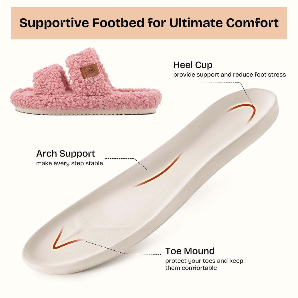 EverFoams Womens Fuzzy Open-toe Slippers Soft Comfy Memory Foam Indoor House Shoes