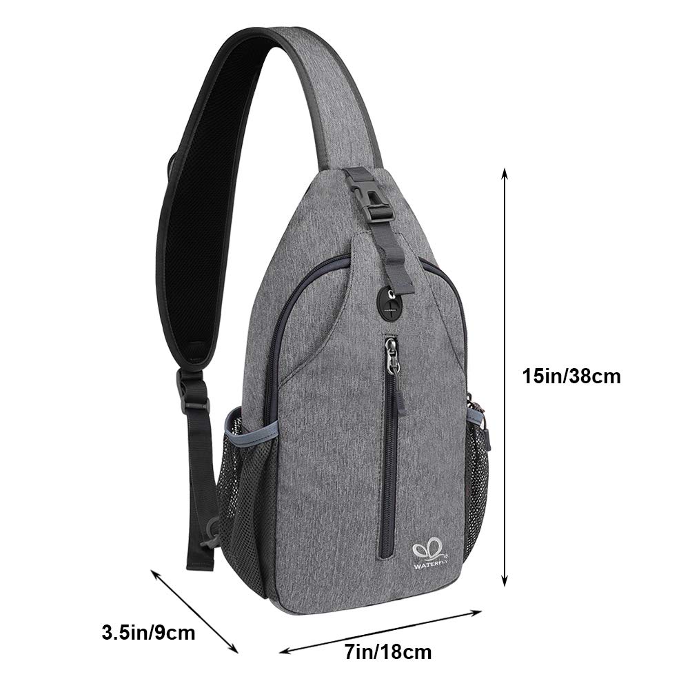 WATERFLY Crossbody Sling Backpack Sling Bag Travel Hiking Chest Bag Daypack (Black)