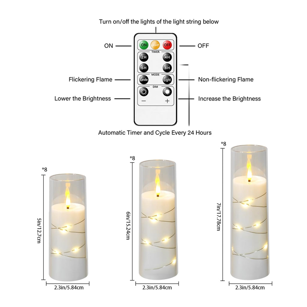 kakoya Flameless LED Candles with Timer 5 Pc Flickering Flameless Candles for Romantic Ambiance and Home Decoration Stable Acrylic Shell,with Embedded Star String，Battery Operated Candles（Red）