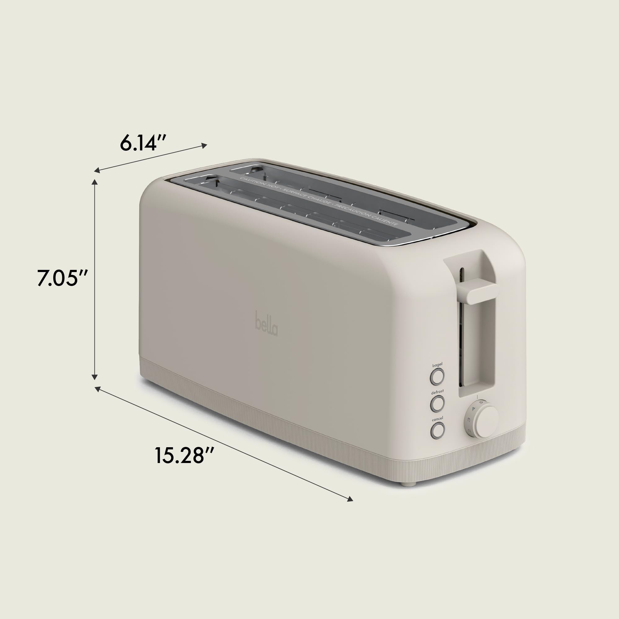 bella 2 Slice Slim Toaster, Fits-anywhere™ Kitchenware, 6 Setting Shade Control with Reheat & Cancel Buttons, Fits Sourdough, 10” Long Slot, Anti Jam & Auto Shutoff, 900 Watt, Surf