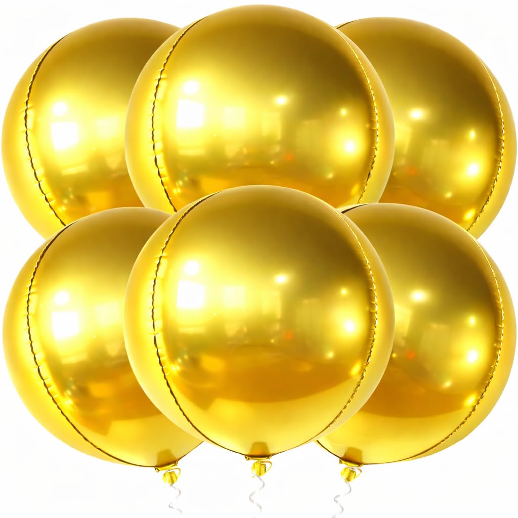 KatchOn, Big Silver Disco Ball Balloons - 22 Inch, Pack of 6 | Disco Party Decorations, 4D Sphere Disco Balloons for 70s Theme Party Decor, Bachelorette Party Decorations | Graduation Decorations 2026