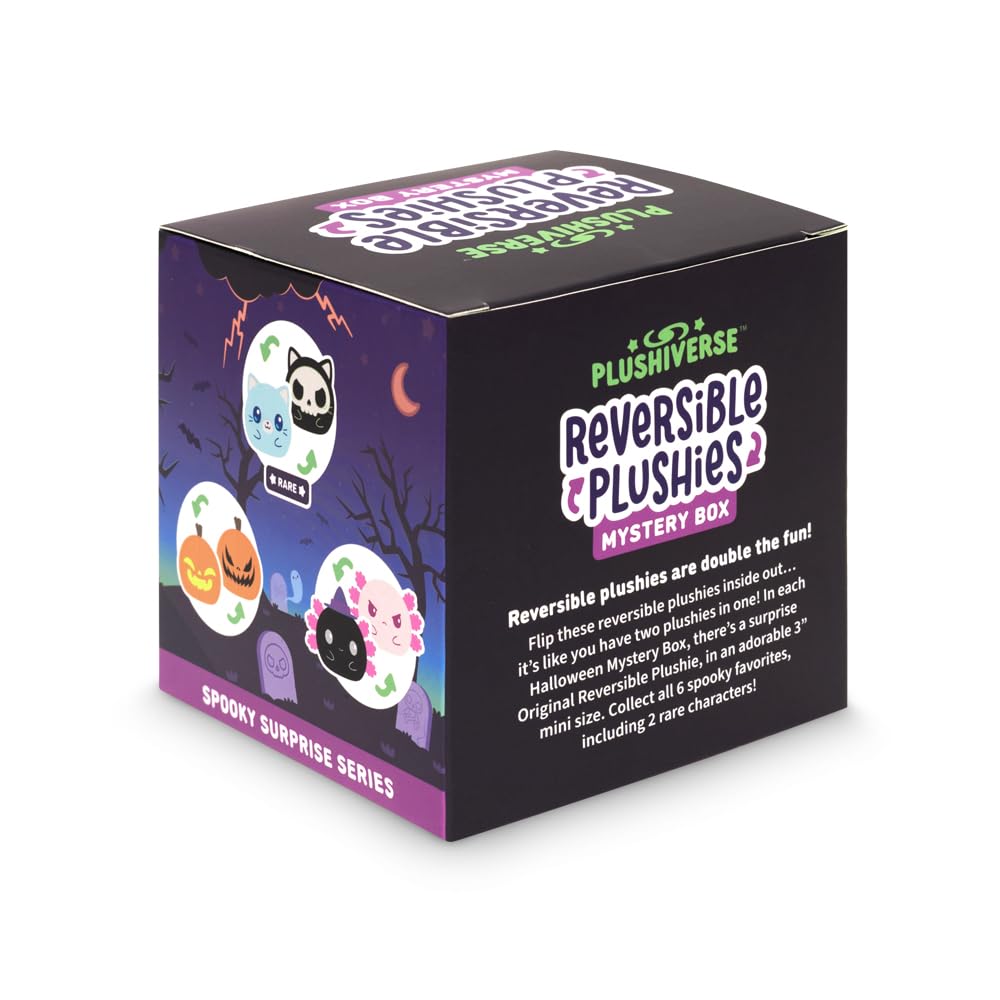 TeeTurtle Spooky Surprise Series Reversible Plushie Mystery Box - 3-Inch Mini Two-Sided Blind Box Plush with Embroidered Details - Cute Collectible Halloween Toy for Kids, Teens, and Adults
