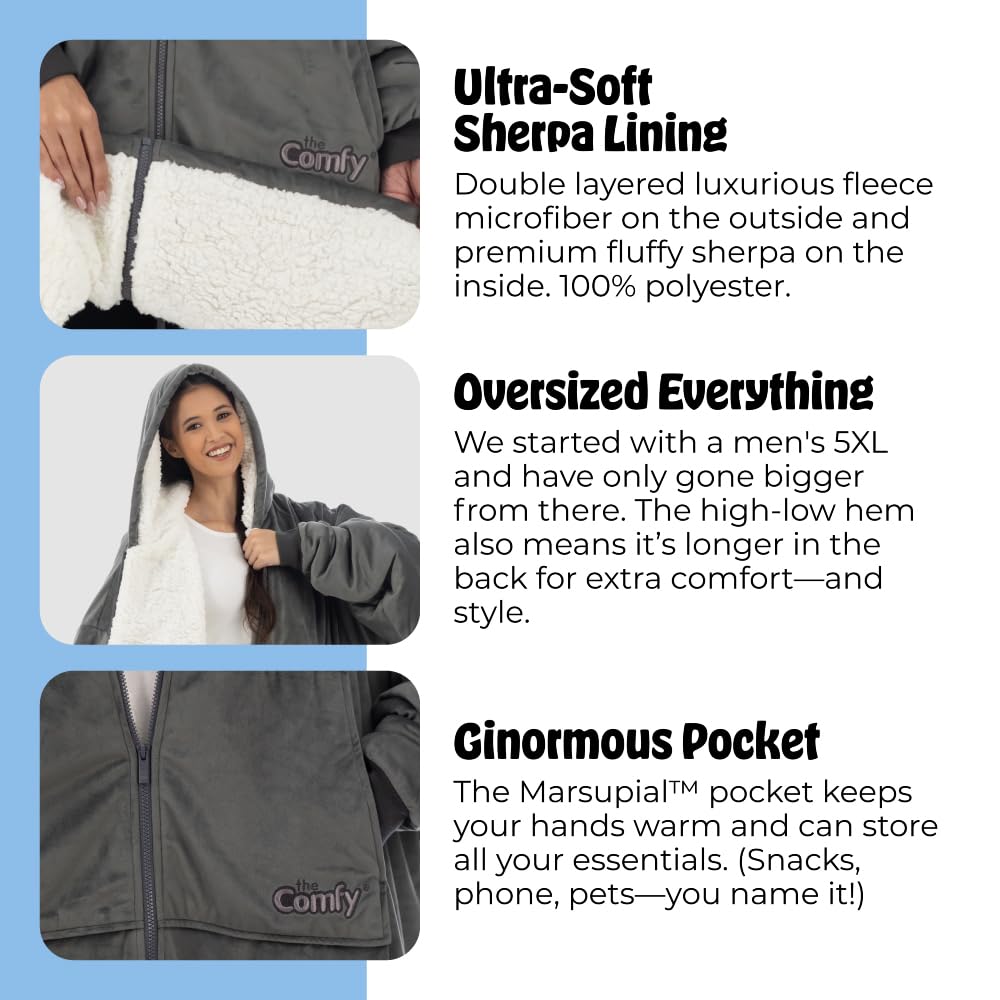 THE COMFY Original | From Shark Tank | Patented | Oversized Sherpa Wearable Blanket Hoodie| Gift for Women & Men | One Size